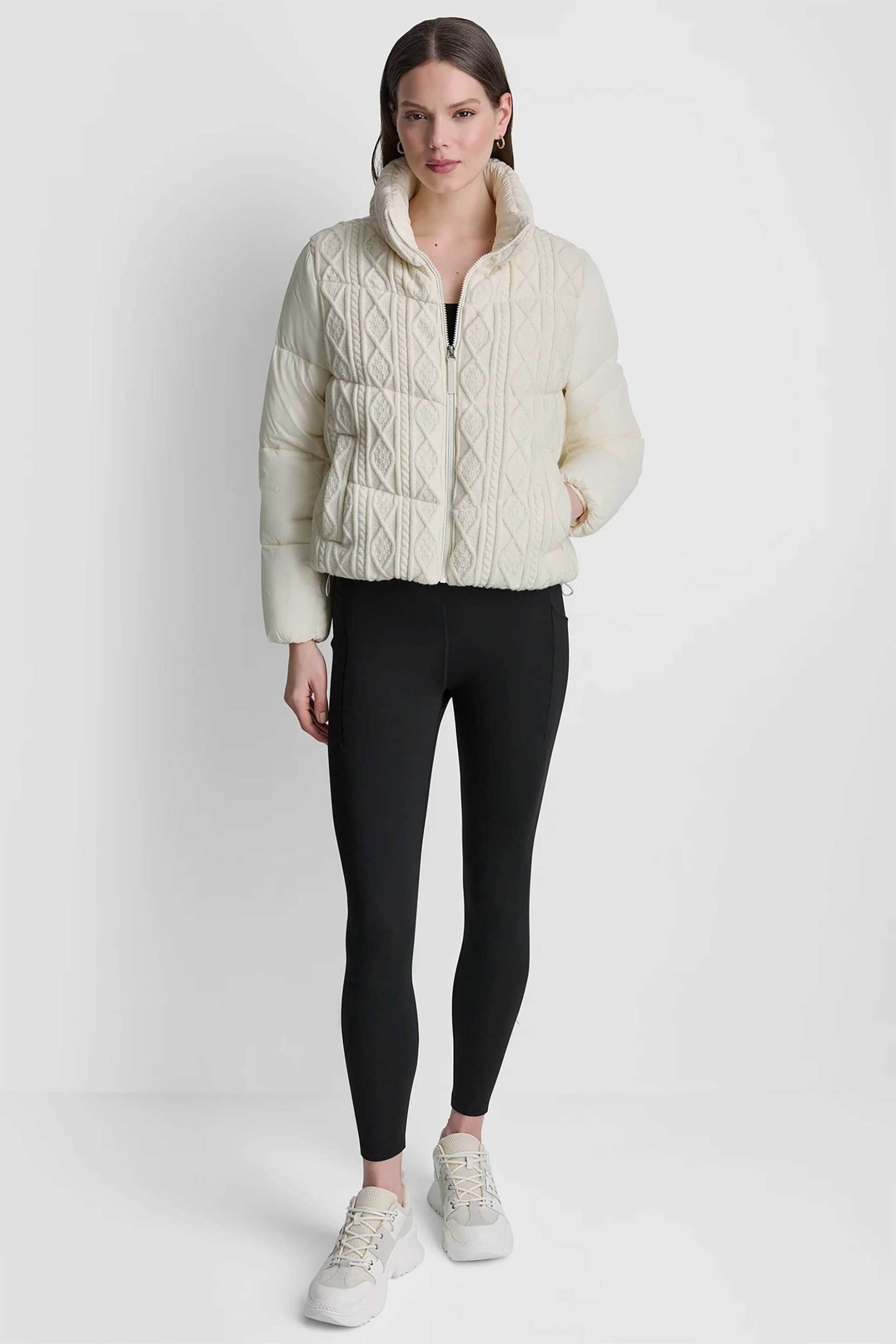 DKNY γυναικείο μπουφάν με cable knit σχέδιο - DP6J9677 Εκρού