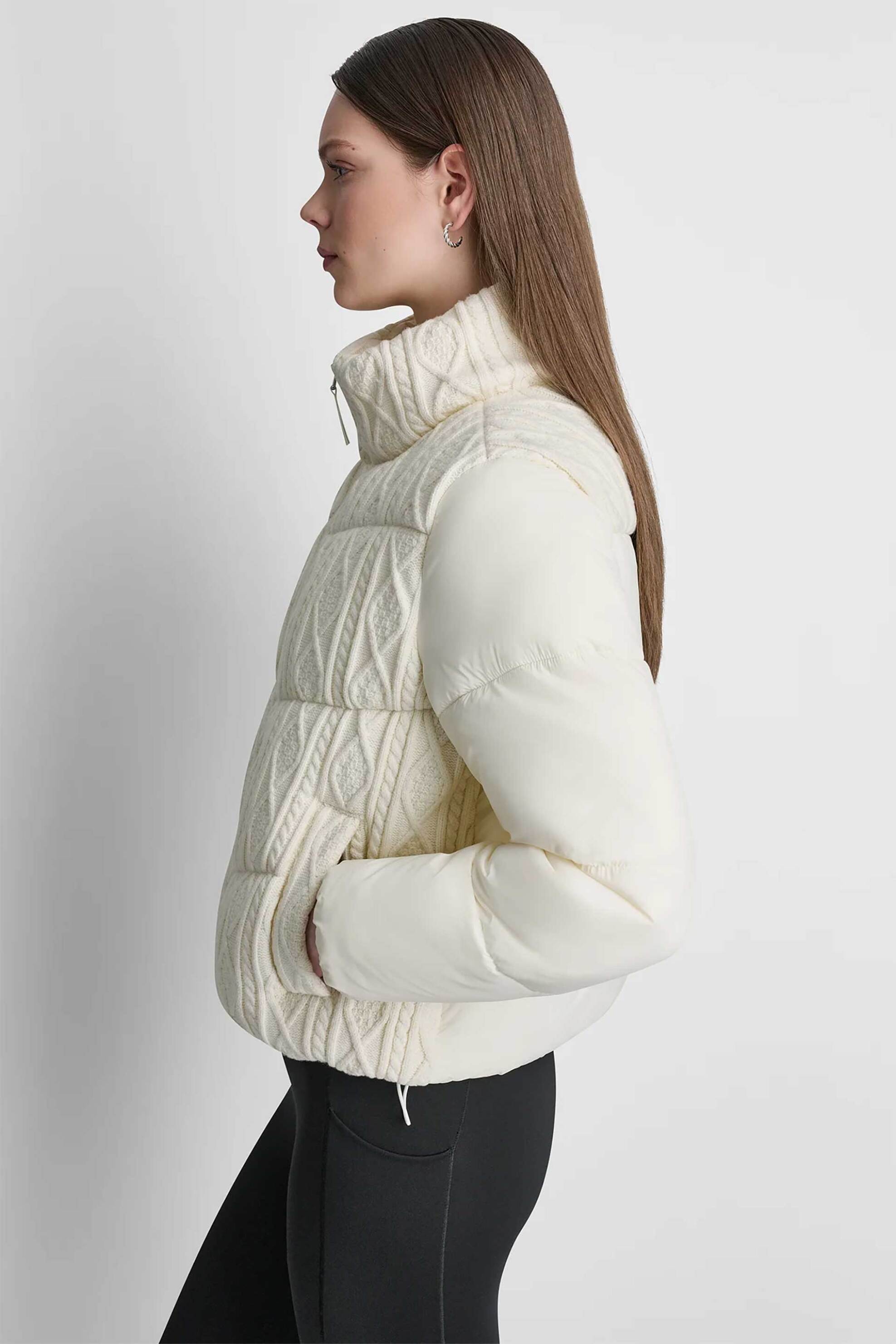 DKNY DKNY γυναικείο μπουφάν με cable knit σχέδιο - DP6J9677 Εκρού - 3