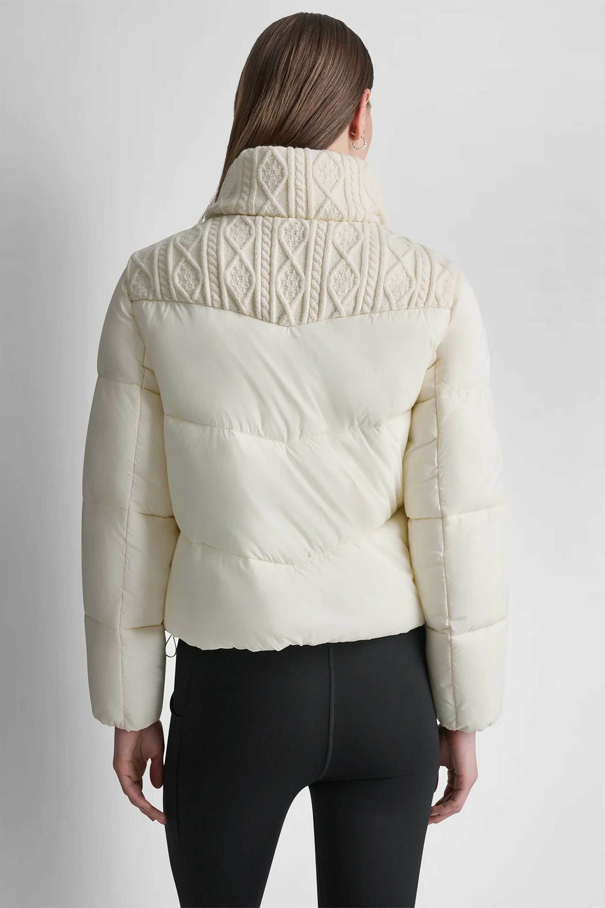 Dkny Γυναικείο Μπουφάν με Cable Knit Σχέδιο - Dp6J9677 Εκρού