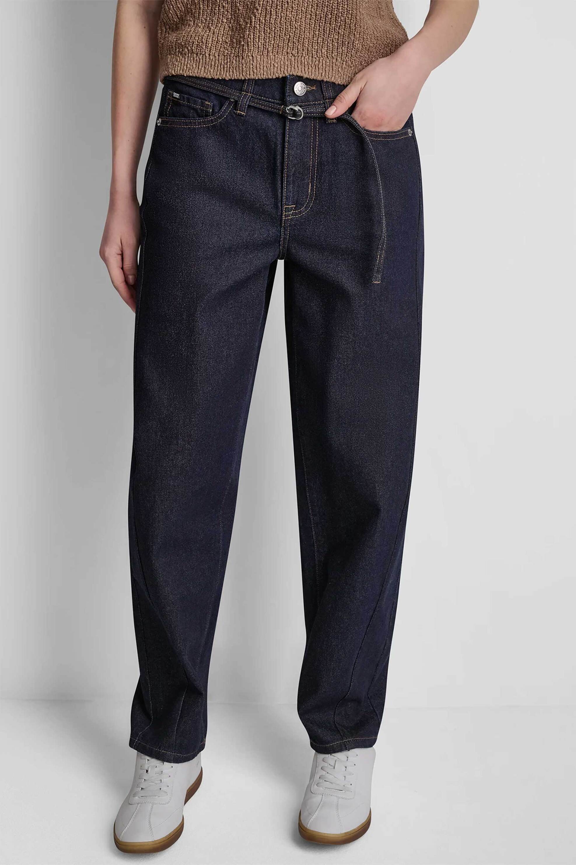 DKNY γυναικείο τζιν παντελόνι με ζώνη Barrel Fit - DJ5B4149 Denim Blue