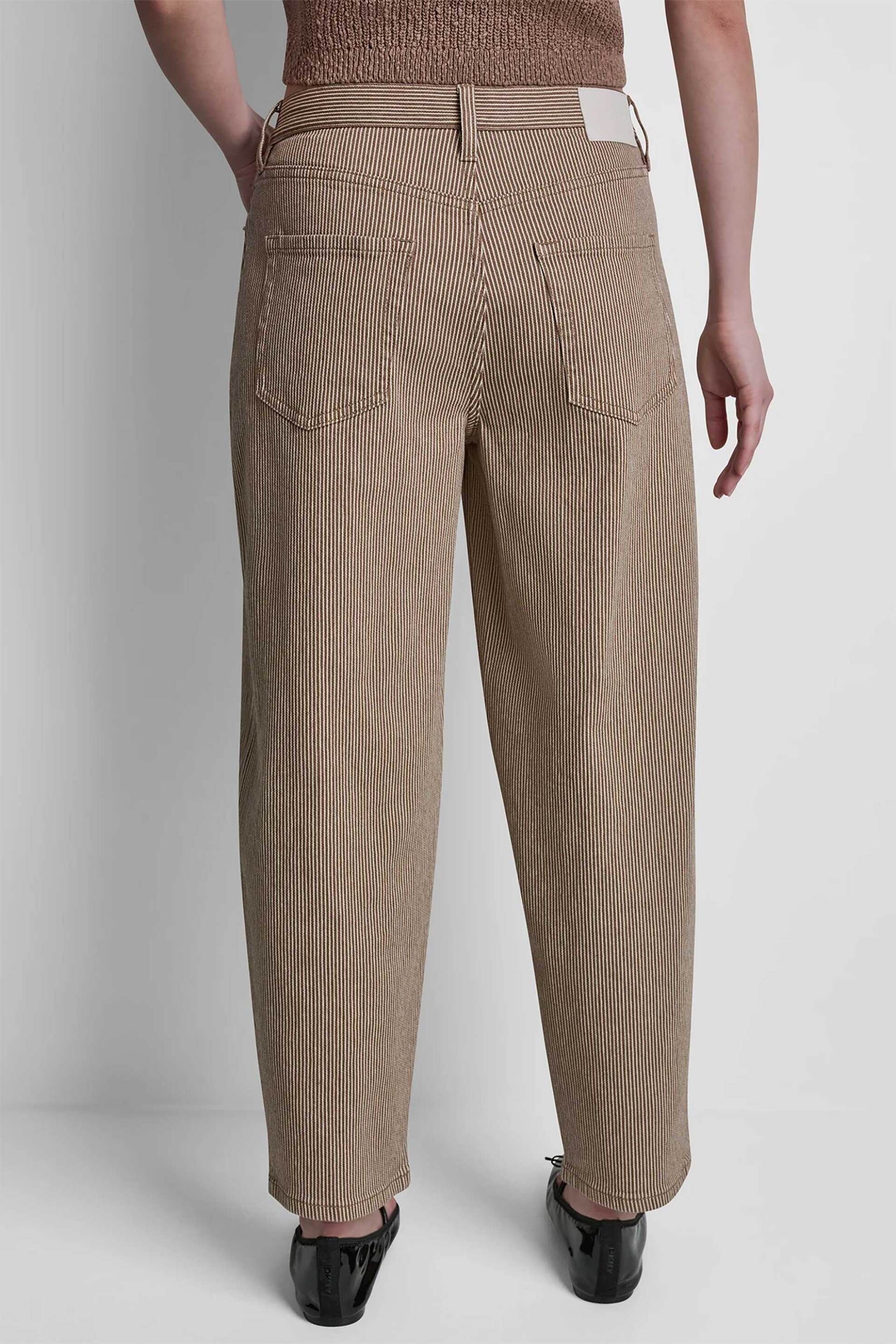 Dkny Γυναικείο Denim Παντελόνι με Ρίγες Barrel Fit - Dj6A4131 Καφέ
