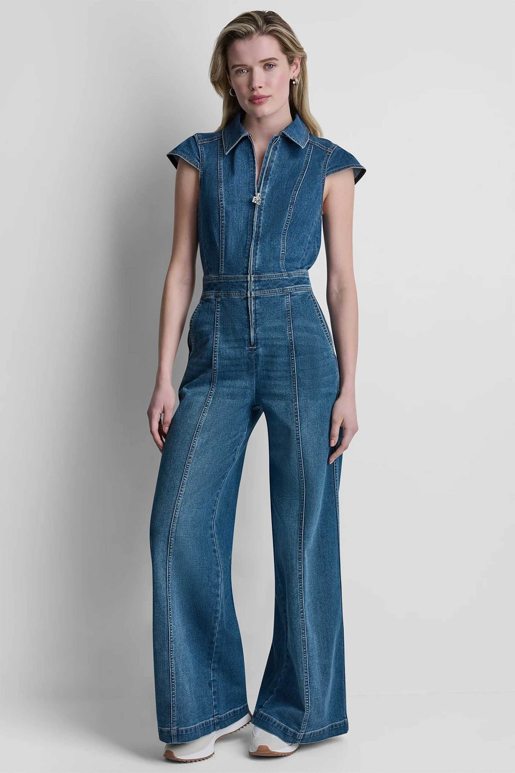 DKNY DKNY γυναικεία φόρμα ολόσωμη denim Wide Leg - DJ6D9196 Denim Blue