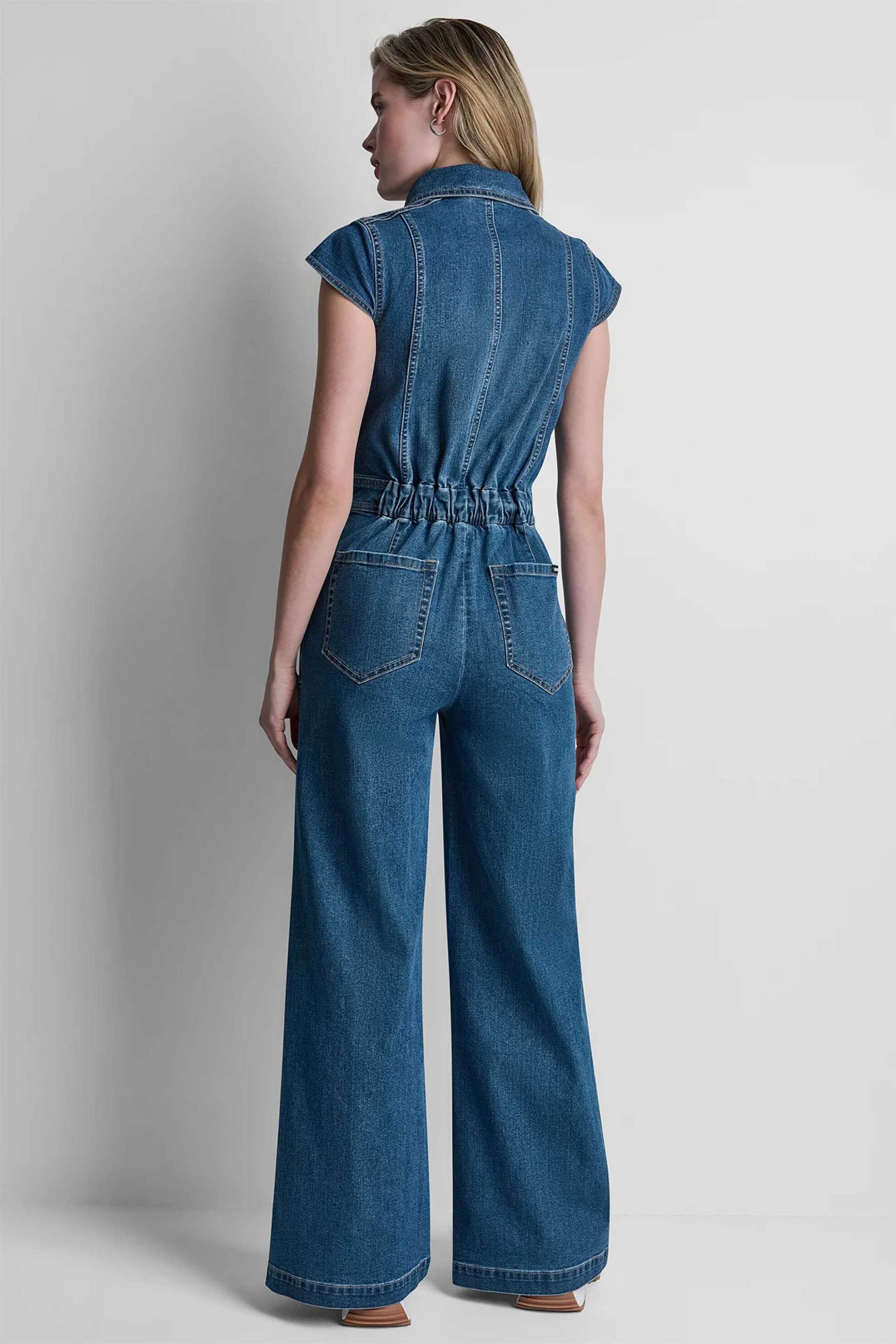 DKNY DKNY γυναικεία φόρμα ολόσωμη denim Wide Leg - DJ6D9196 Denim Blue - 3