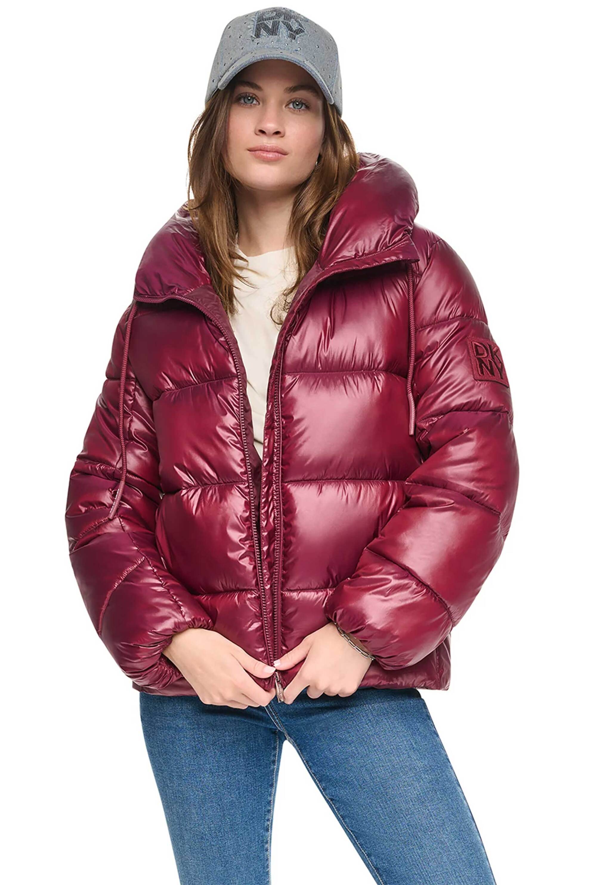 DKNY γυναικείο μπουφάν καπιτονέ μονόχρωμο - DJ6J6113 Μπορντό