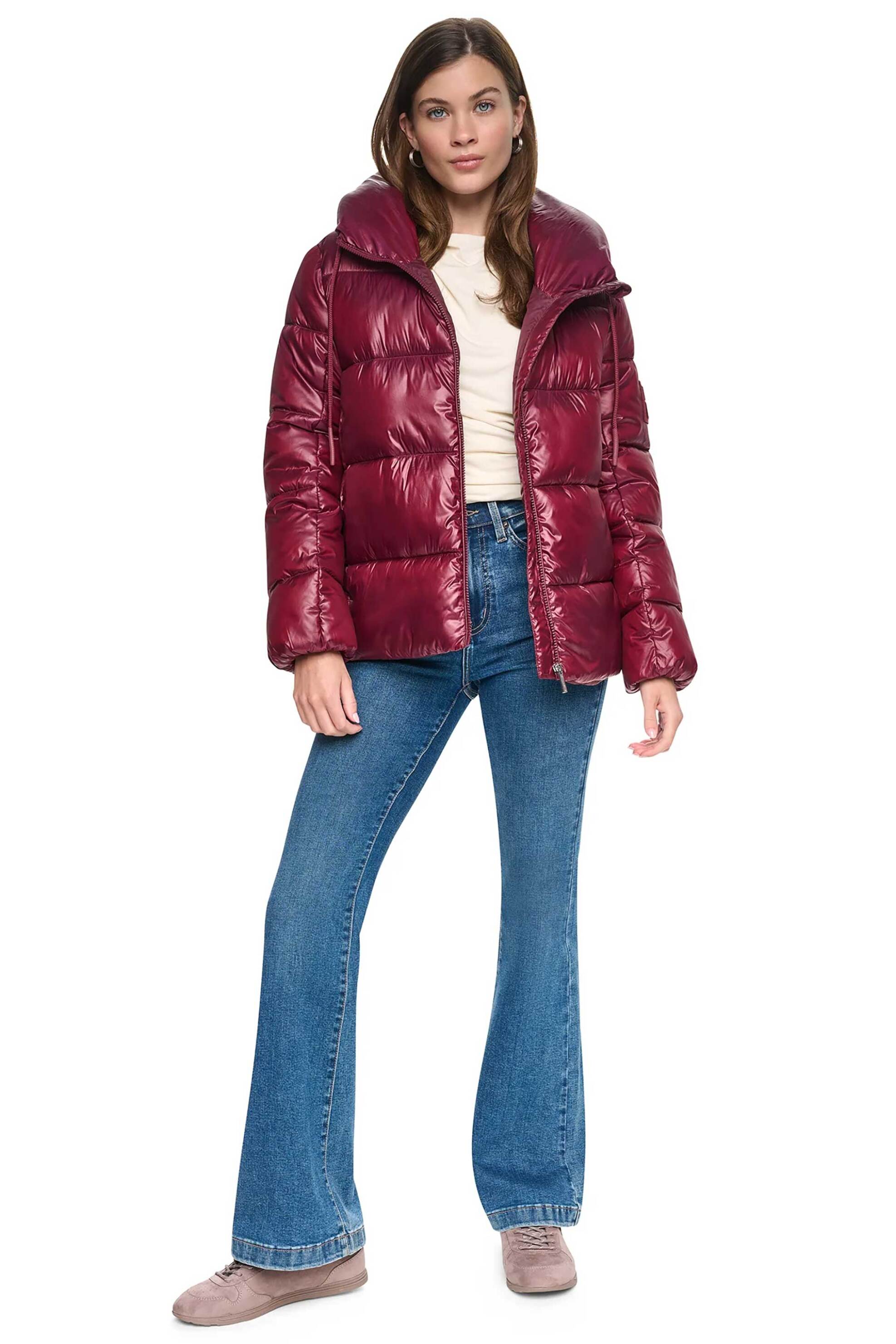 DKNY γυναικείο μπουφάν καπιτονέ μονόχρωμο - DJ6J6113 Μπορντό