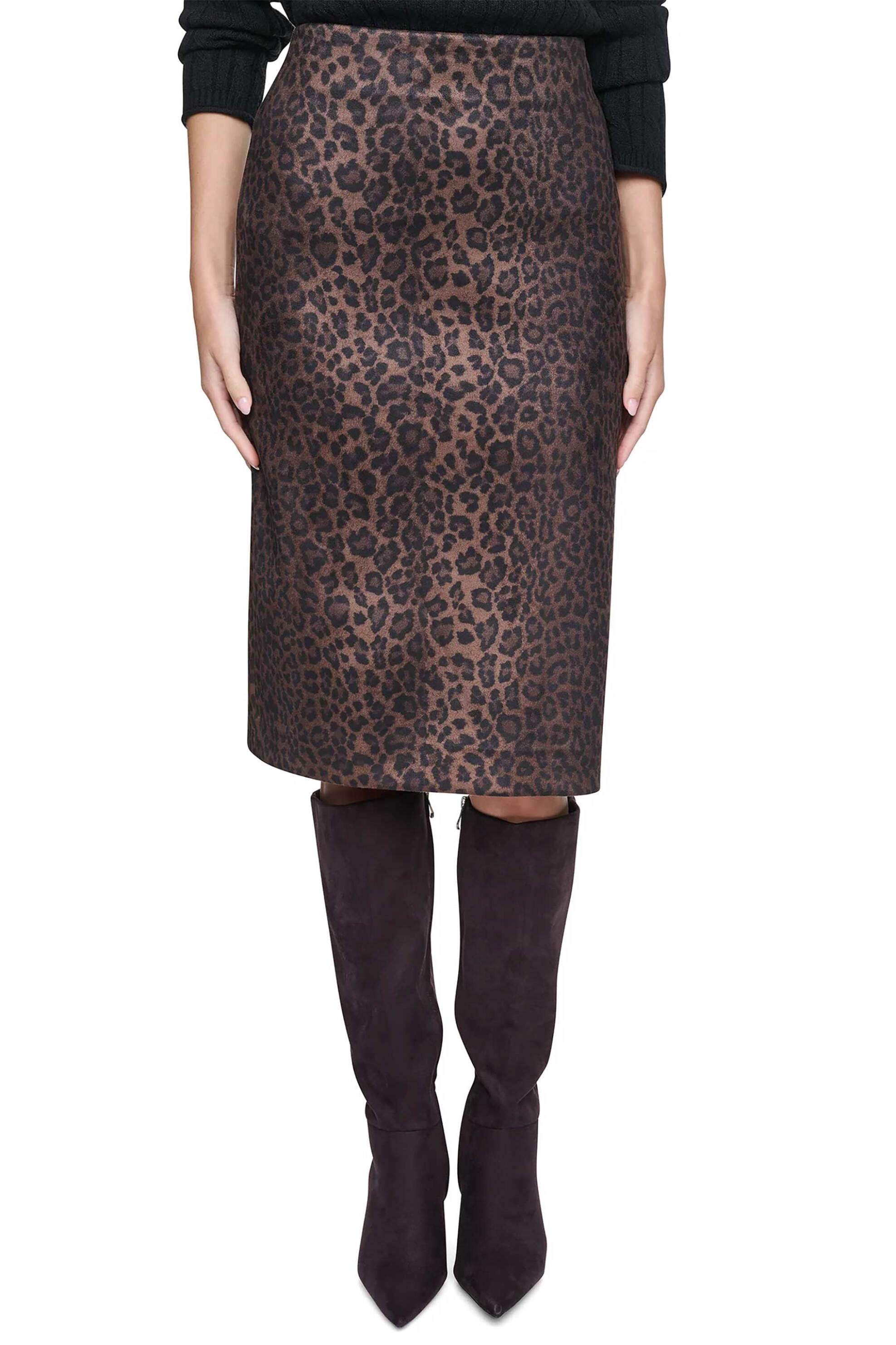 DKNY γυναικεία pencil φούστα animal print - DJ6K9644 Καφέ