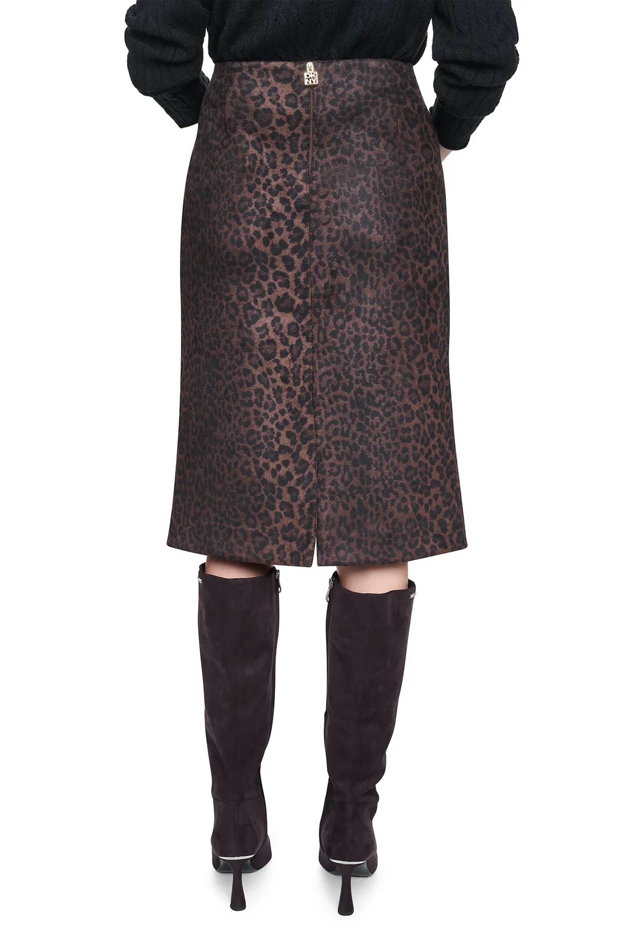 DKNY DKNY γυναικεία pencil φούστα animal print - DJ6K9644 Καφέ - 4