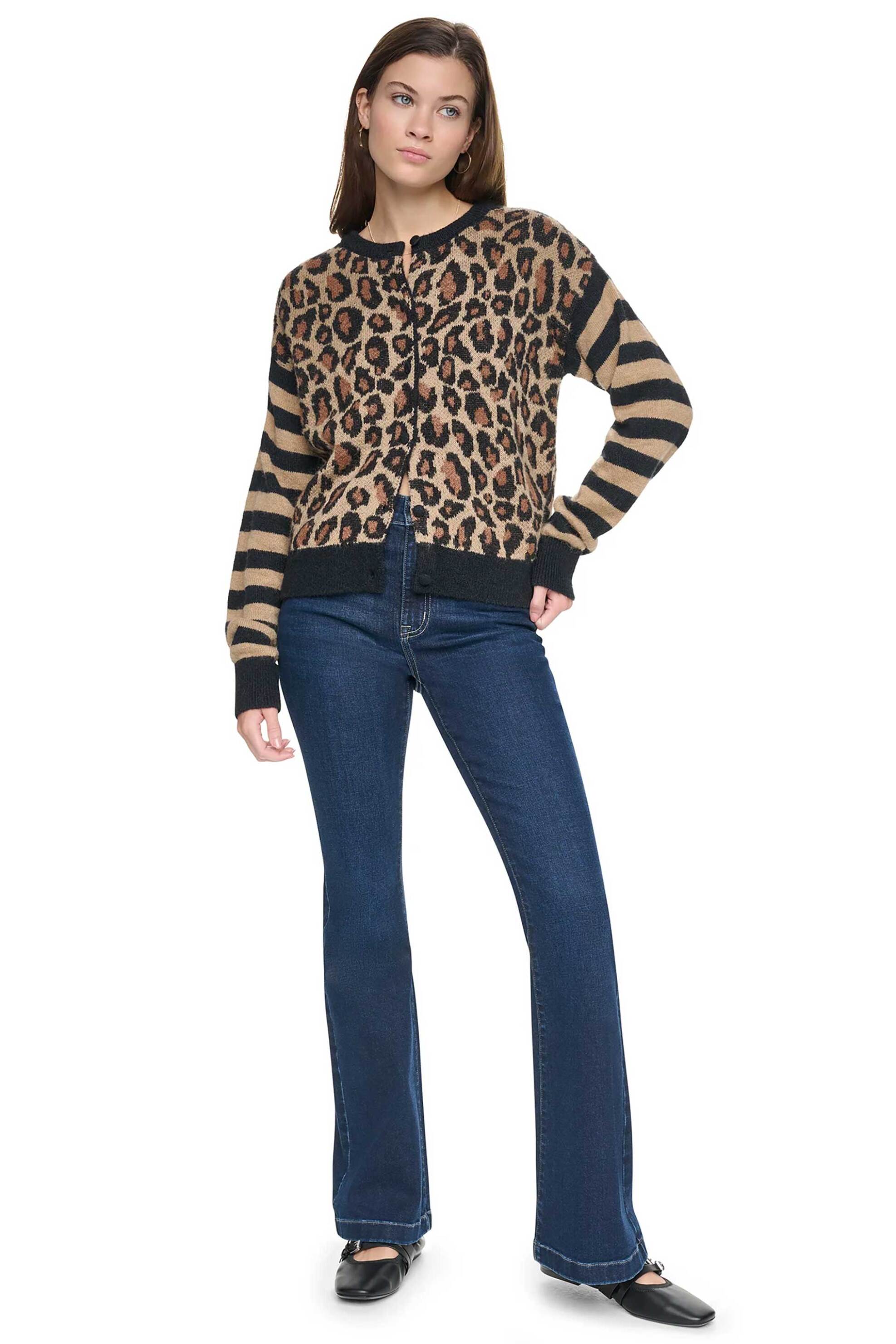 DKNY γυναικεία ζακέτα με animal print - DJ6R0664 Μπεζ