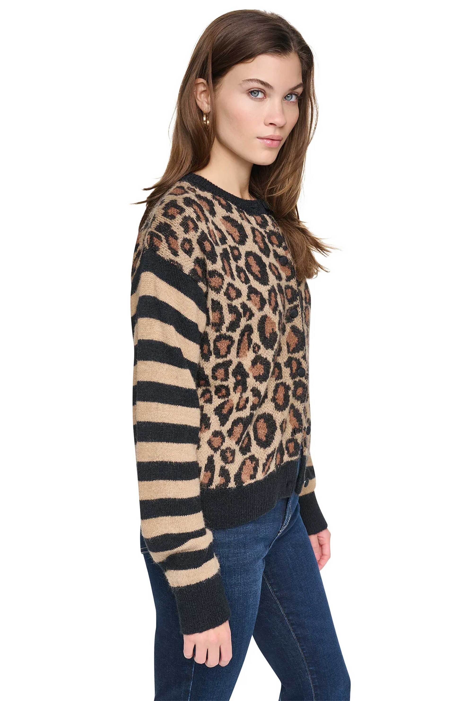 DKNY DKNY γυναικεία ζακέτα με animal print - DJ6R0664 Μπεζ - 3