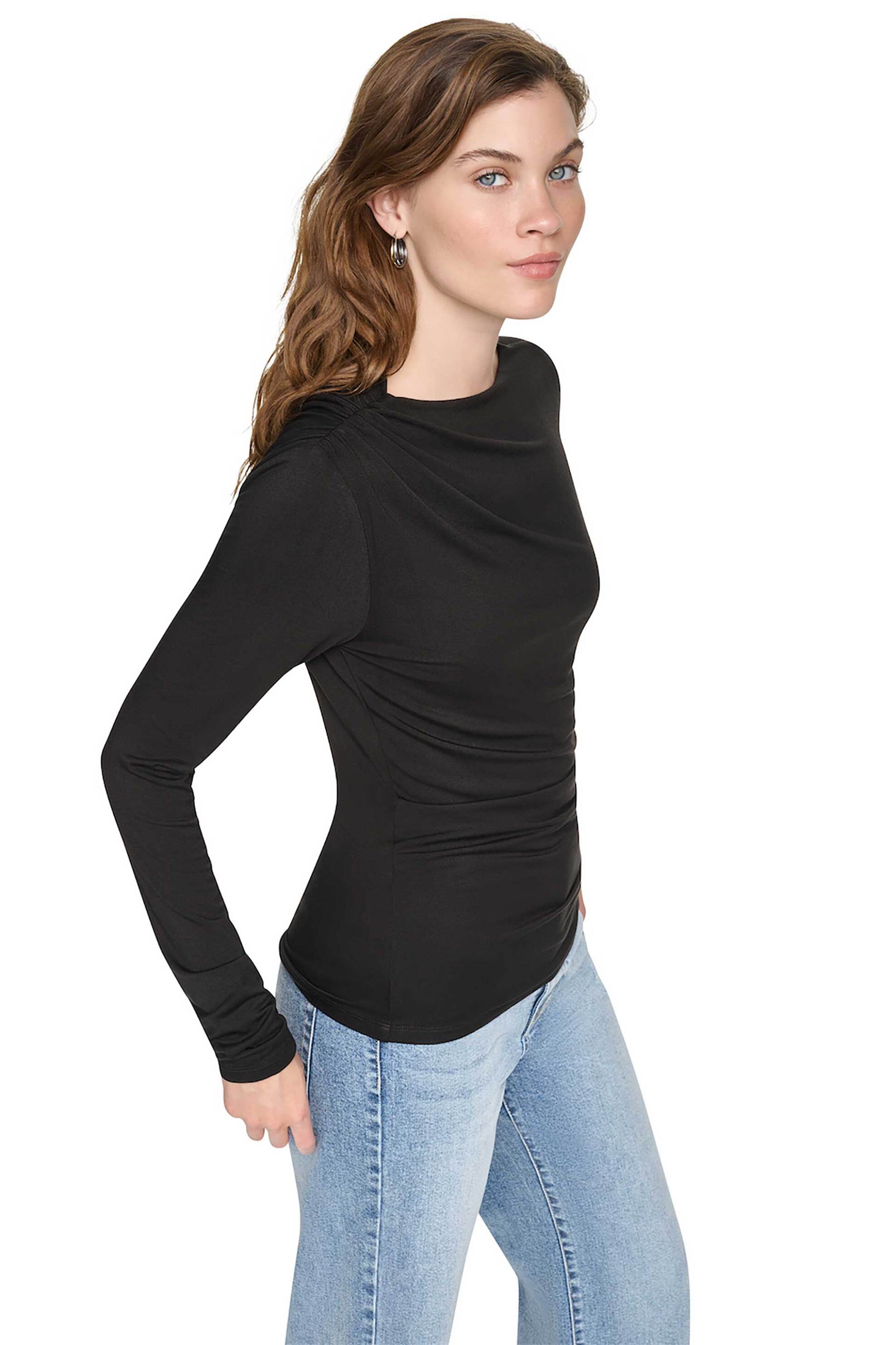 DKNY γυναικεία μπλούζα με ντραπέ σχέδιο - DJ6T1825 Μαύρο