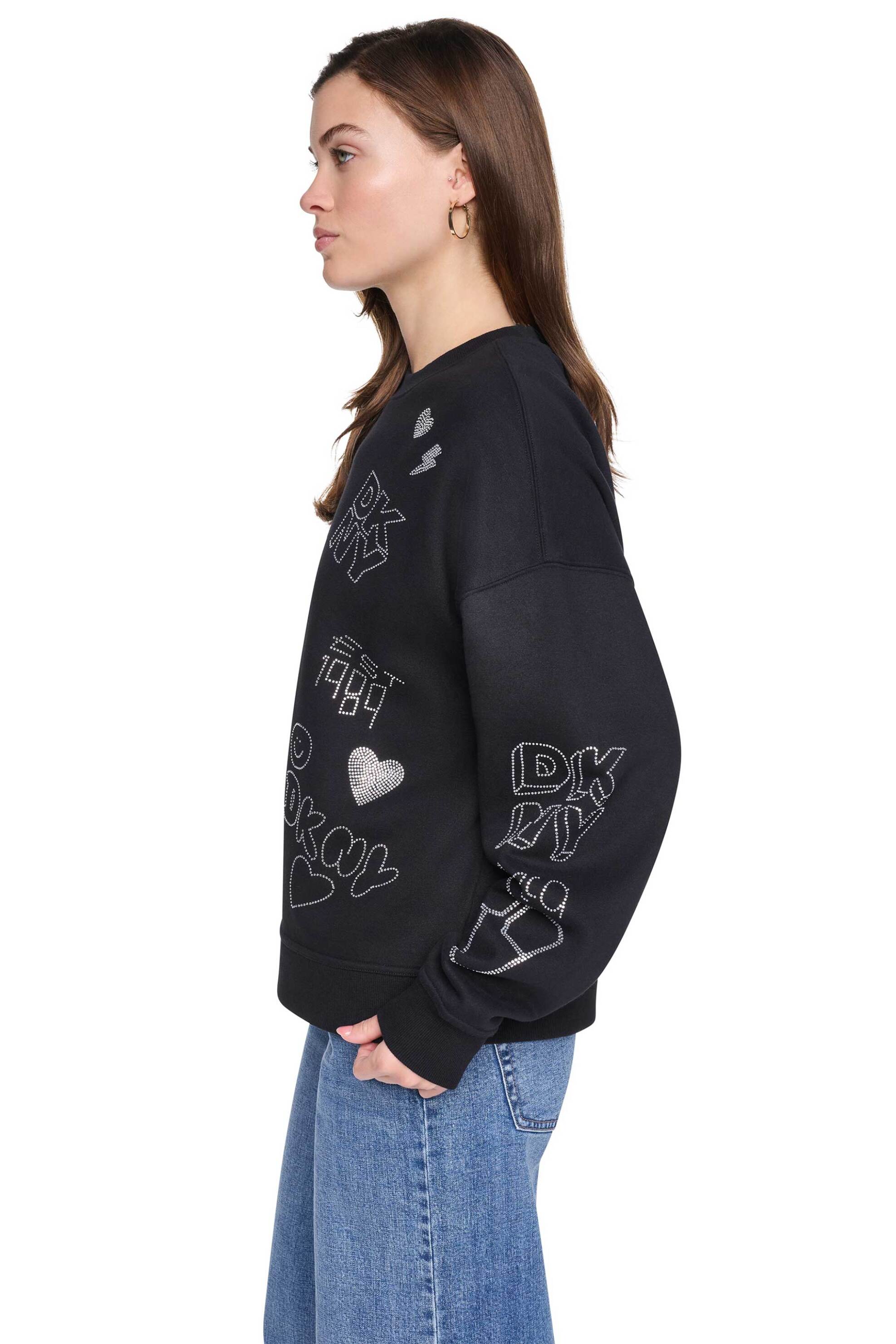 DKNY γυναικεία μπλούζα φούτερ με print - DJ6T1840 Μαύρο