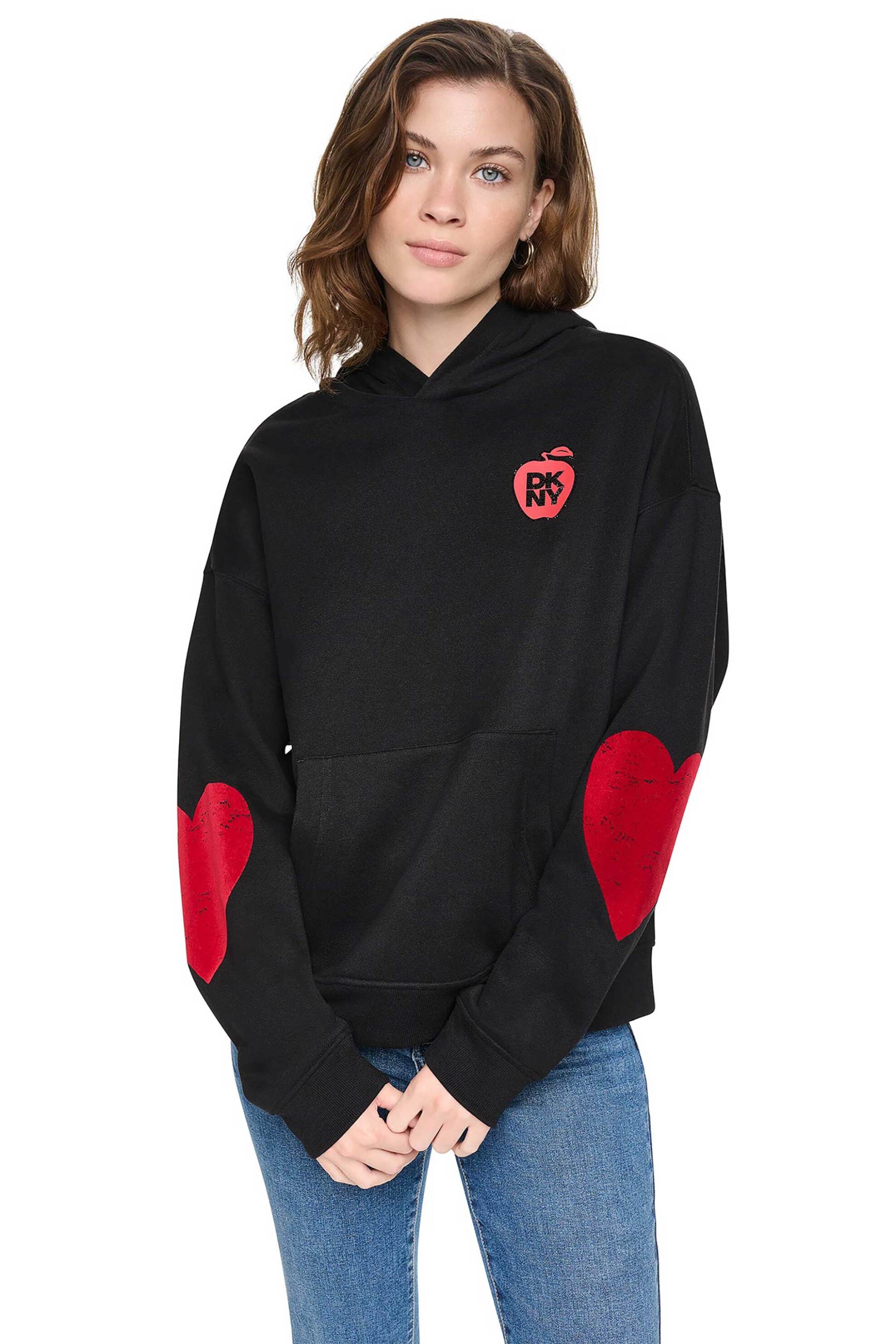 DKNY γυναικεία μπλούζα φούτερ με print Oversized - DJ6T1862 Μαύρο