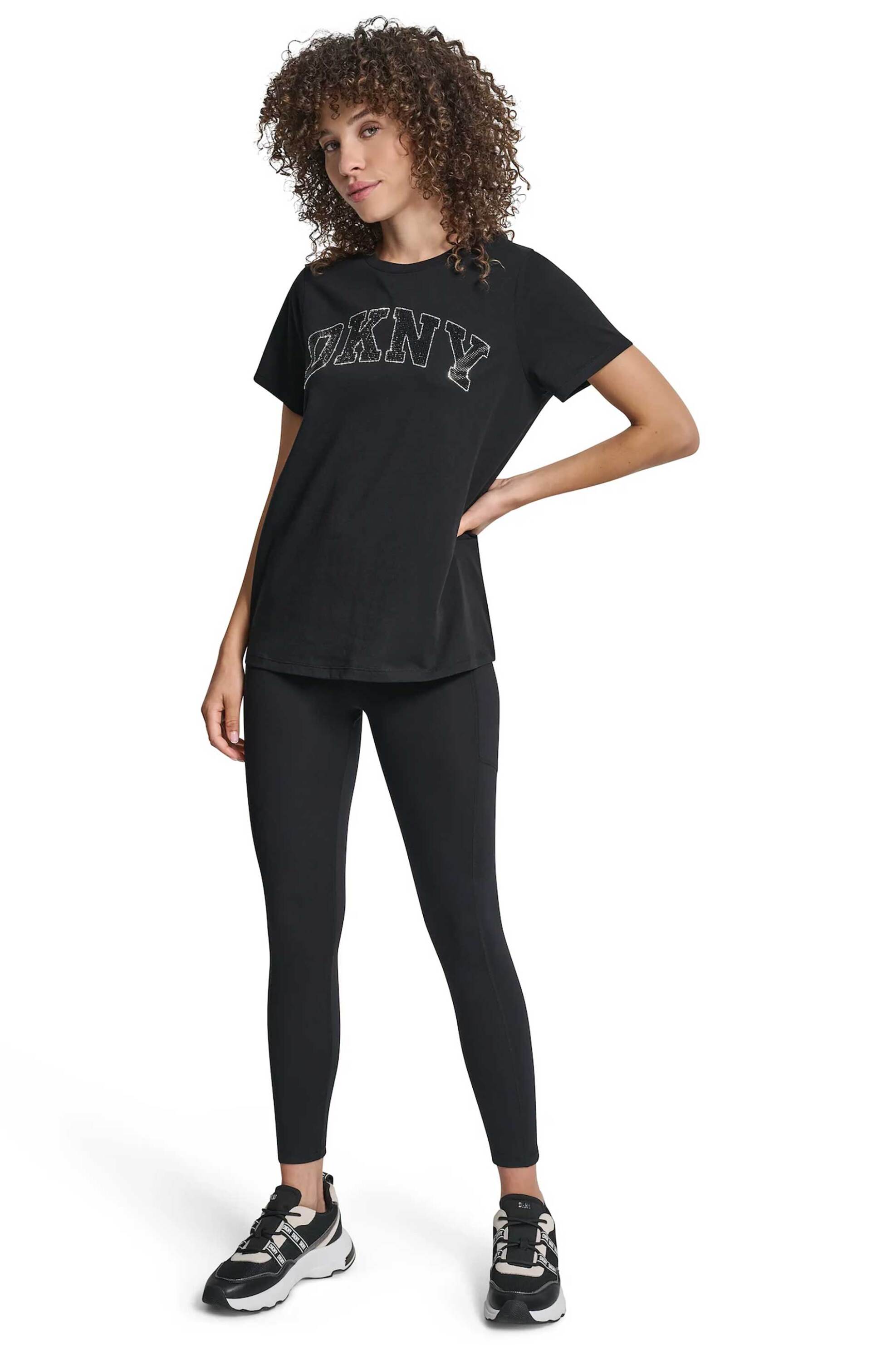 DKNY γυναικείο T-shirt με στρας στο λογότυπο Regular Fit - DP5T1500 Μαύρο