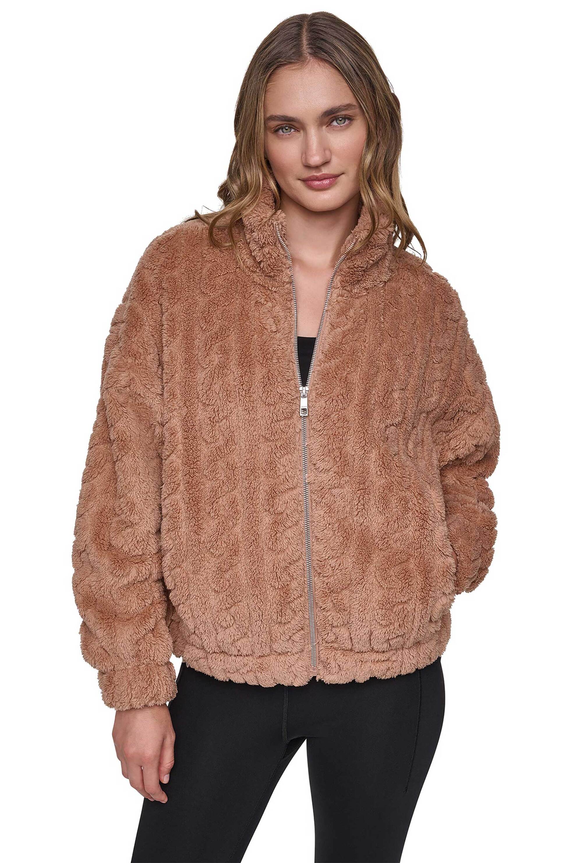 DKNY γυναικείο jacket sherpa μονόχρωμο - DP6J9737 Μπεζ