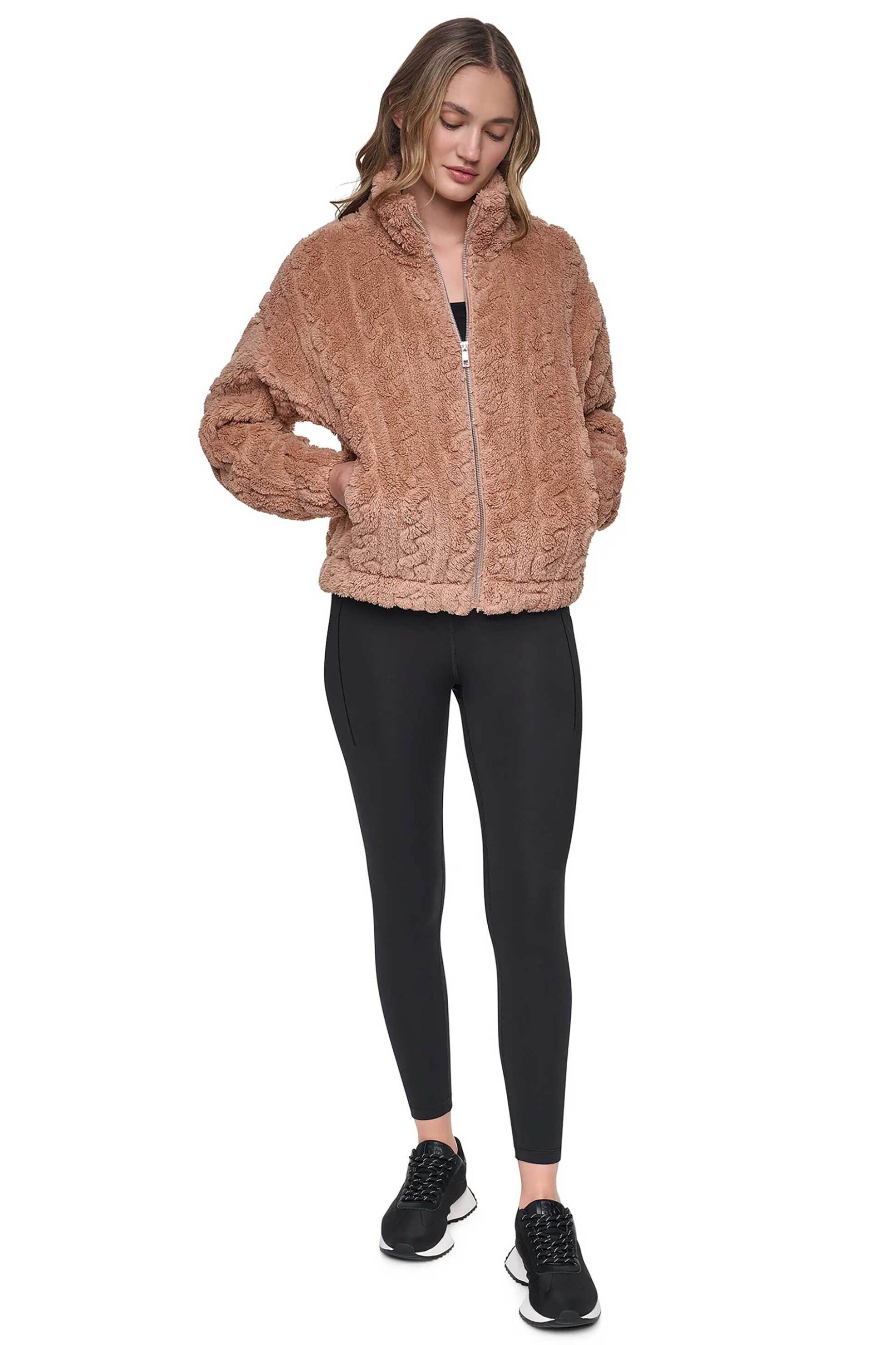 DKNY γυναικείο jacket sherpa μονόχρωμο - DP6J9737 Μπεζ