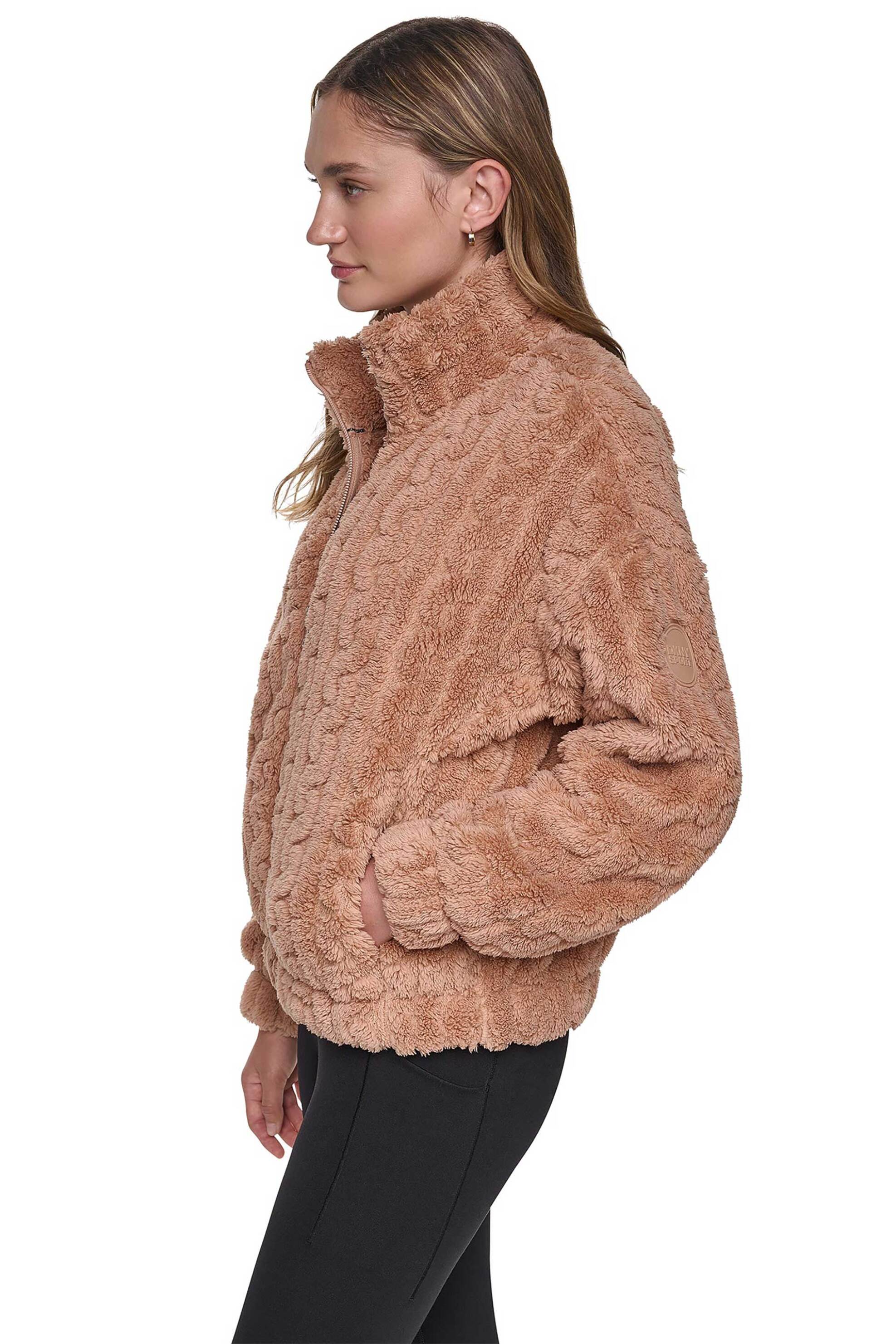 DKNY DKNY γυναικείο jacket sherpa μονόχρωμο - DP6J9737 Μπεζ - 3