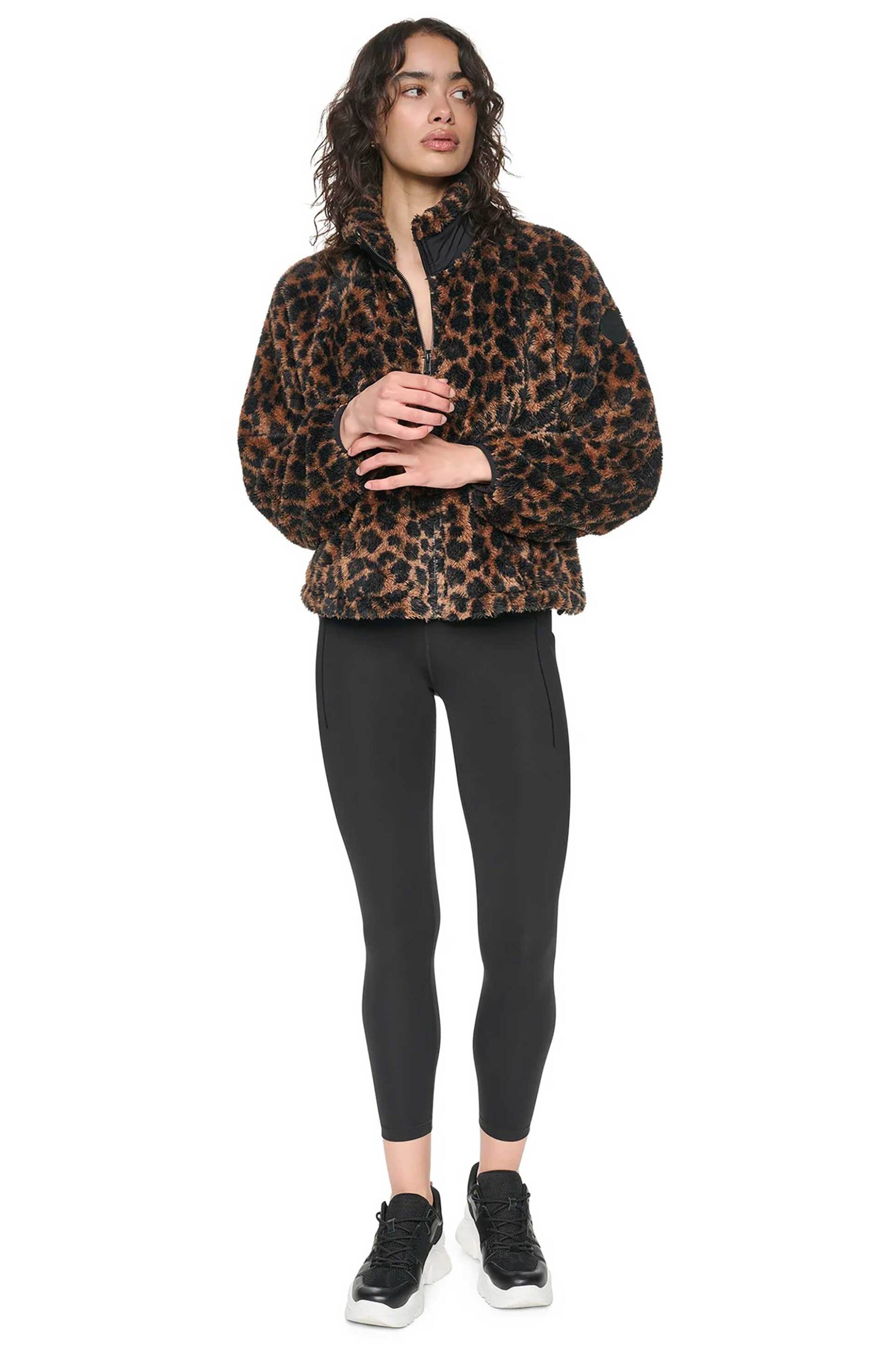 DKNY γυναικείο jacket από faux γούνα animal print - DP6J9778 Καφέ
