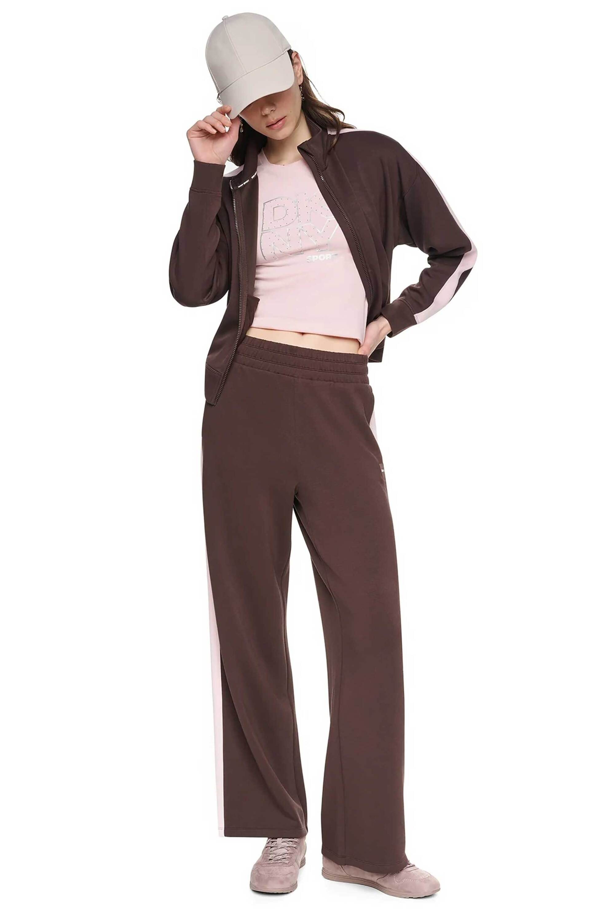 DKNY γυναικείο παντελόνι φόρμας με λογότυπο - DP6P3649 Καφέ