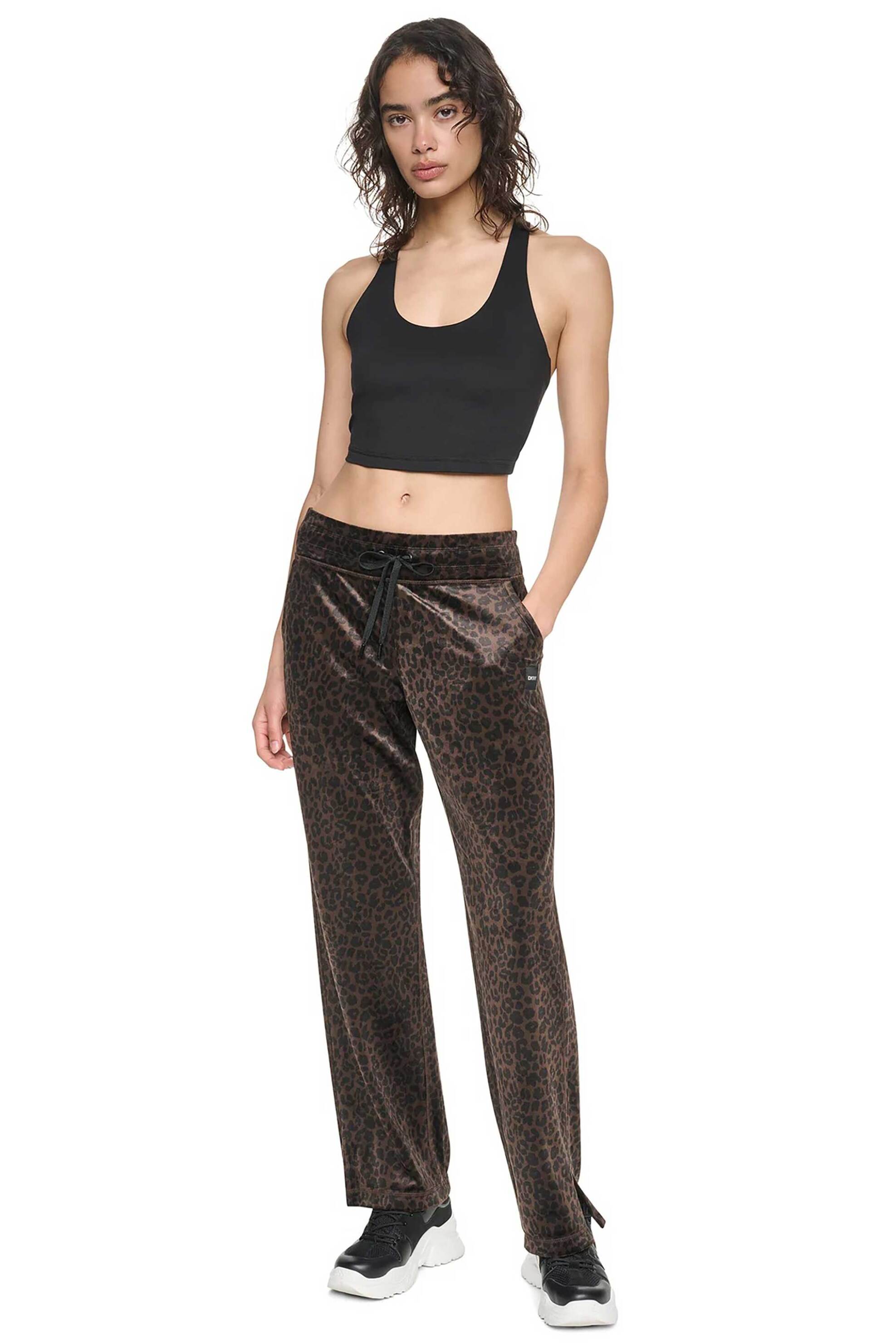 DKNY γυναικείο παντελόνι φόρμας animal print - DP6P3985 Καφέ