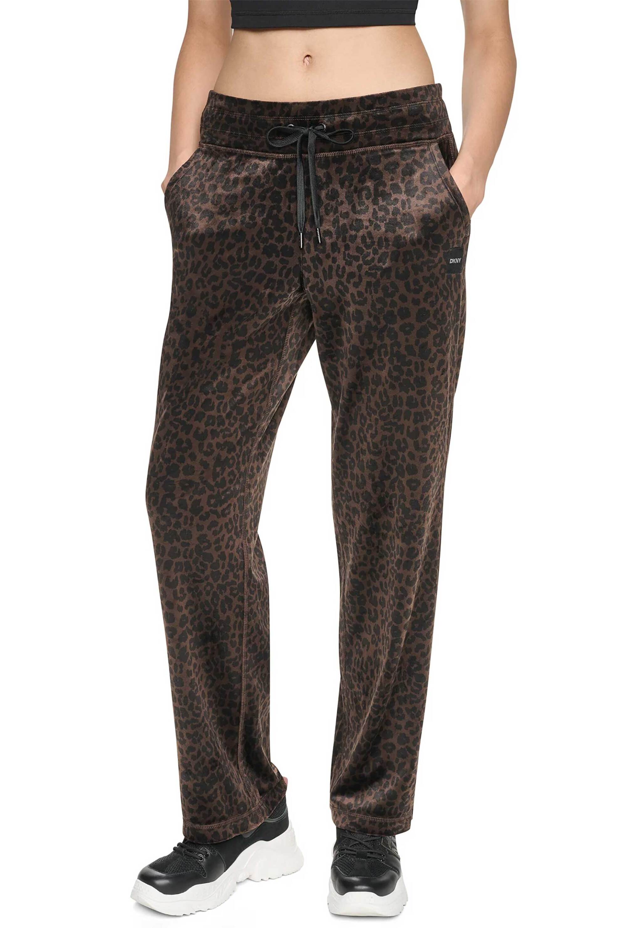 DKNY γυναικείο παντελόνι φόρμας animal print - DP6P3985 Καφέ