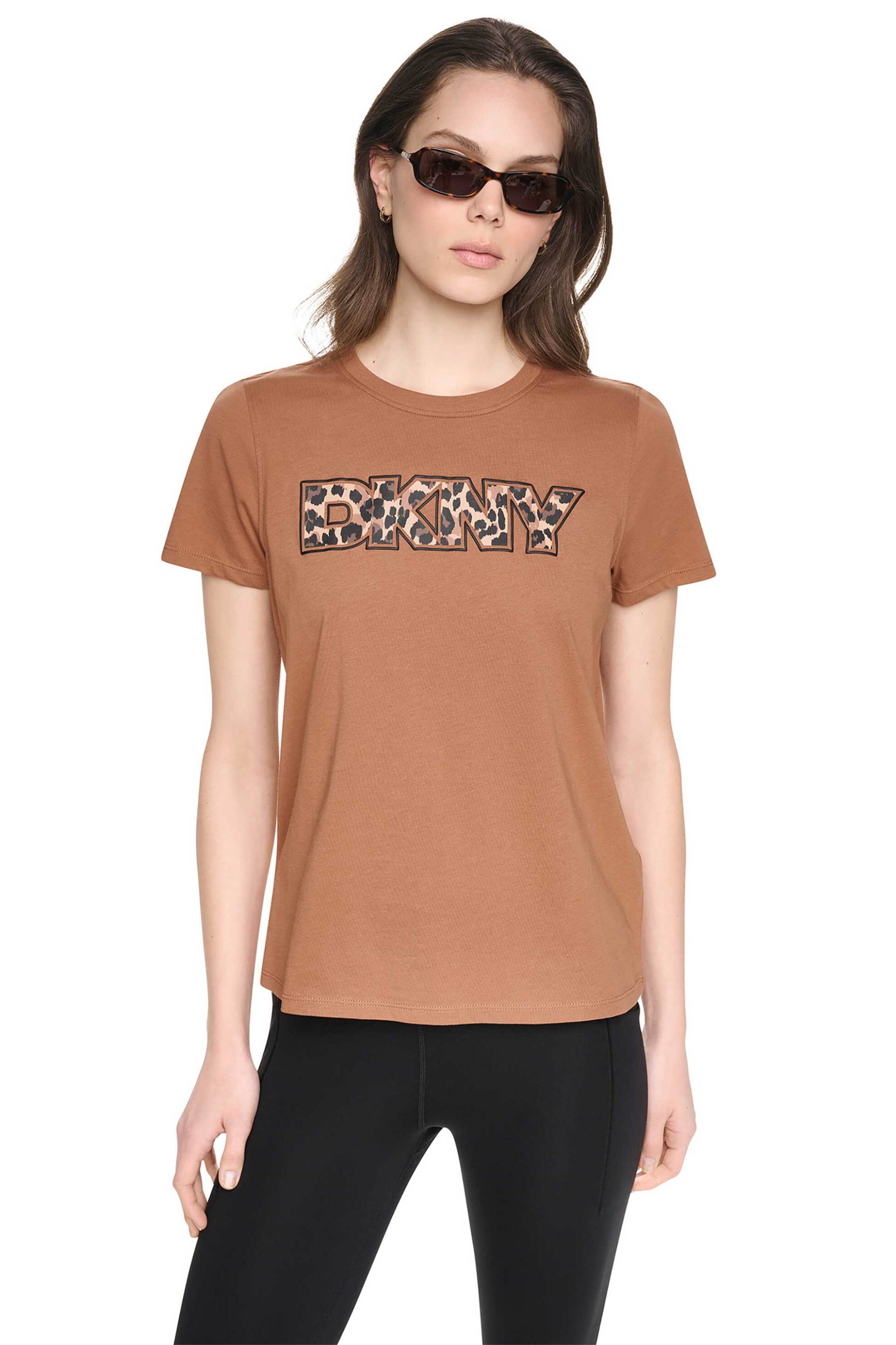 DKNY γυναικείο βαμβακερό T-shirt με animal logo print - DP6T1830 Ταμπά