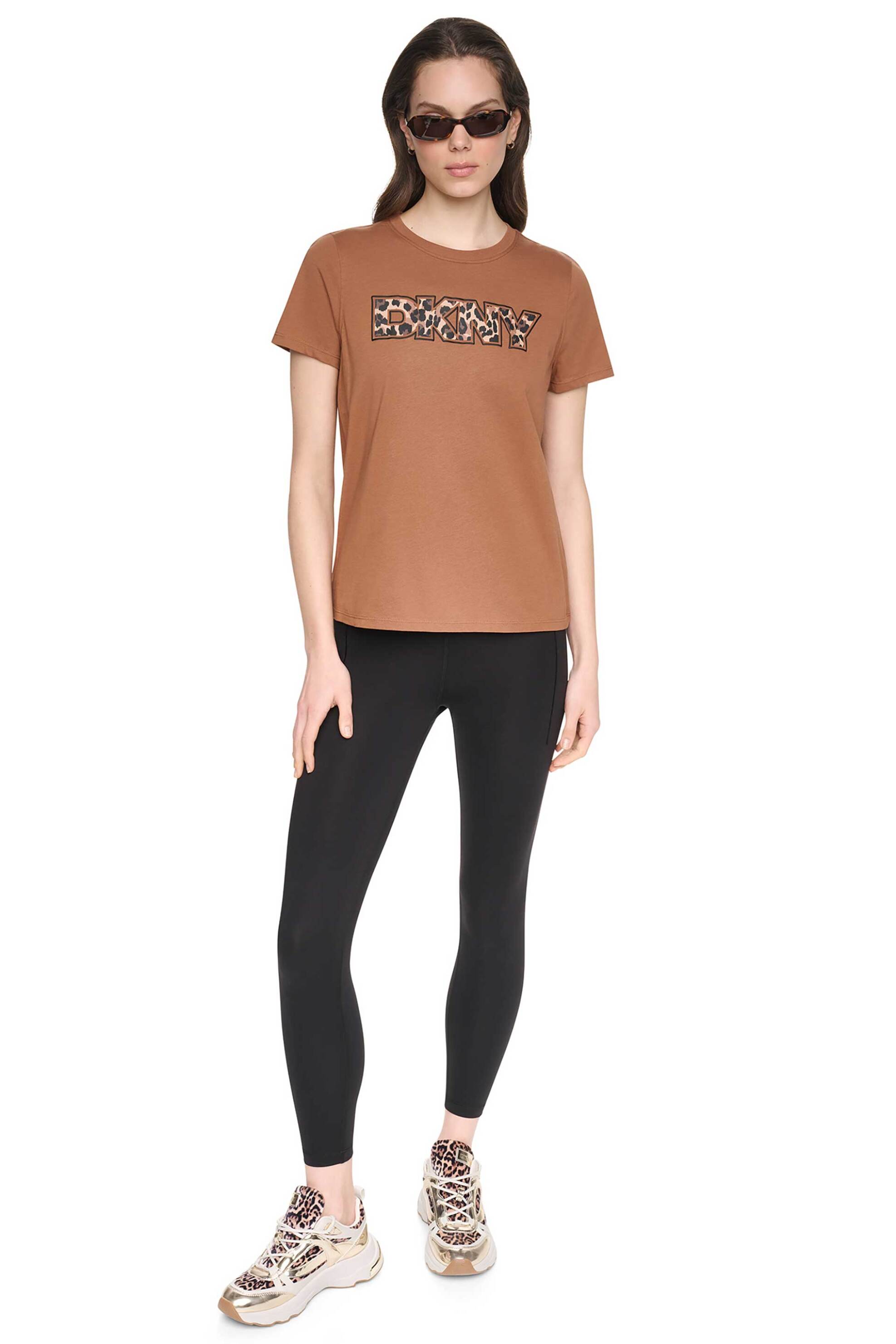 DKNY γυναικείο βαμβακερό T-shirt με animal logo print - DP6T1830 Ταμπά