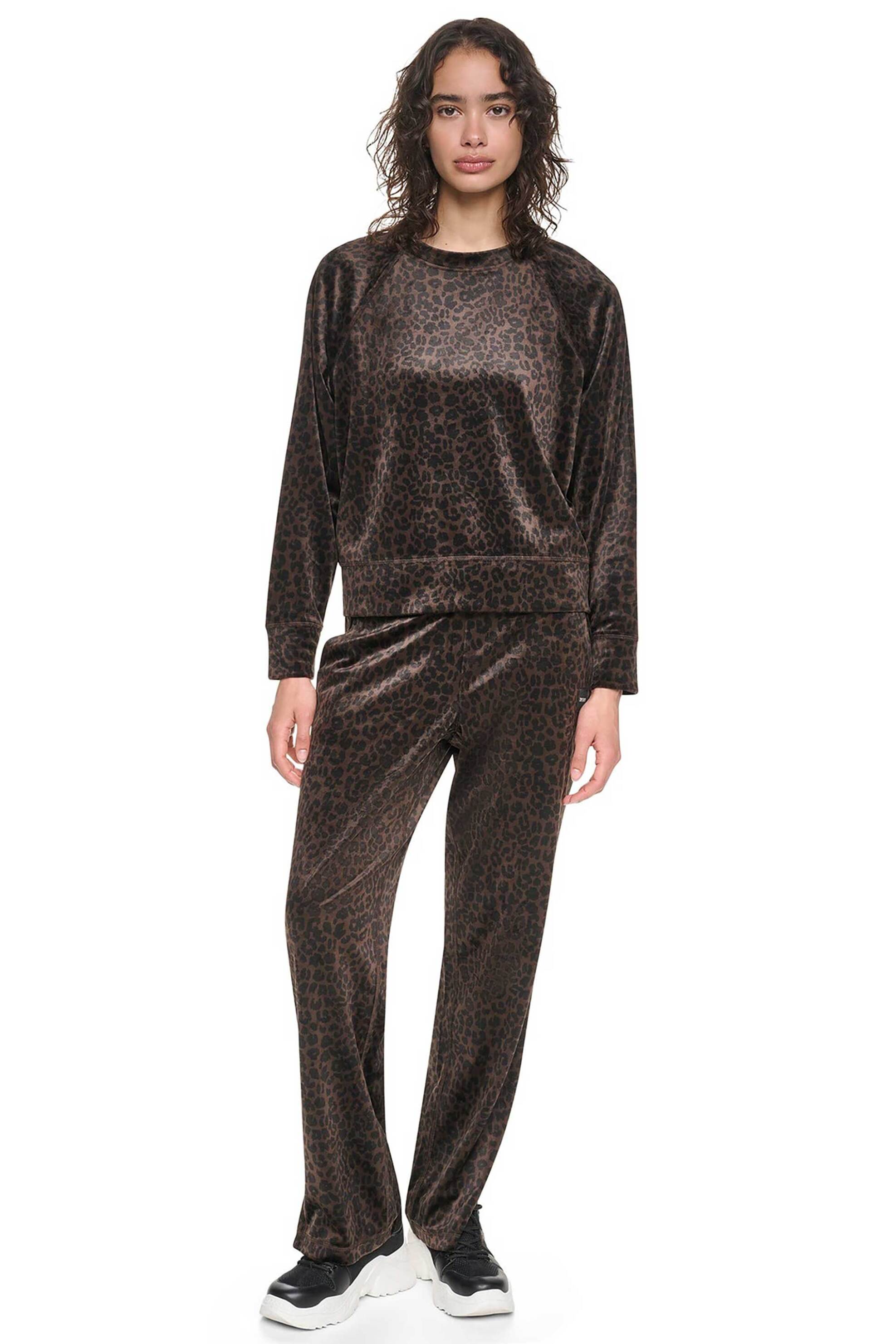 DKNY γυναικεία μπλούζα φούτερ με animal print - DP6T1909 Καφέ