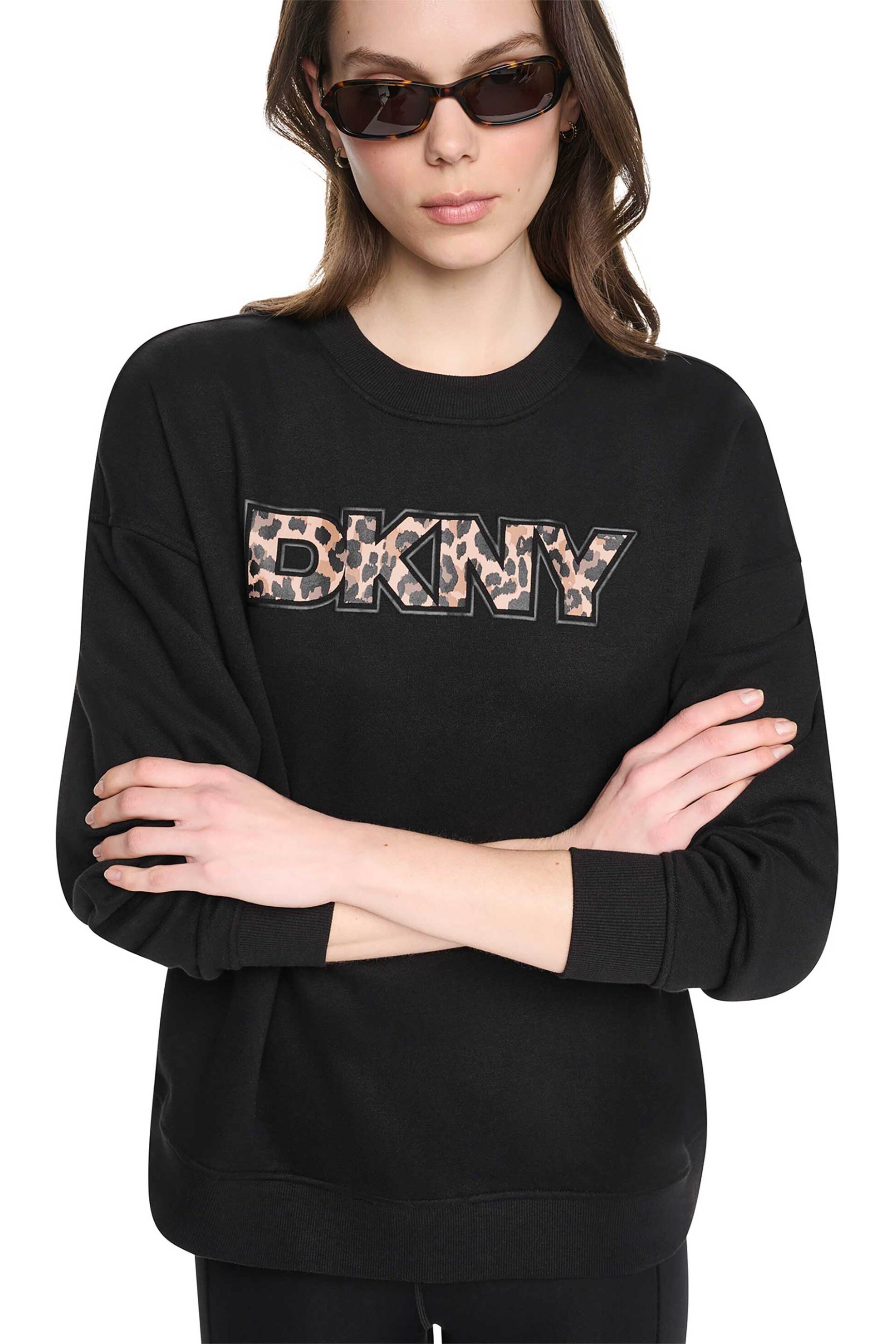 DKNY γυναικεία μπλούζα φούτερ με λογότυπο animal print - DP6T1829 Μαύρο