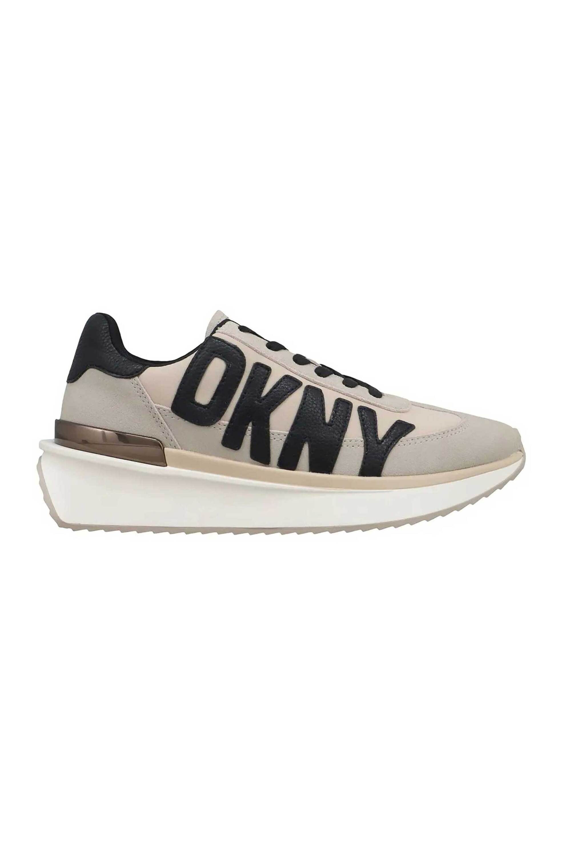 DKNY γυναικεία δερμάτινα sneakers με contrast logo στο πλάι "Arlan" - K1446991 Εκρού