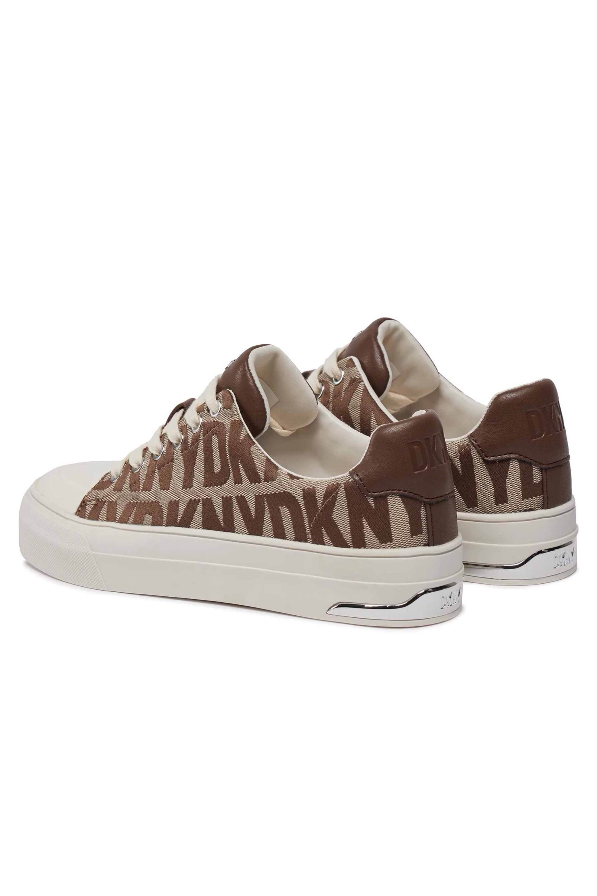 DKNY DKNY γυναικεία sneakers με all-over logo print και μεταλλικό λογότυπο "York" - K1448529 Μπεζ - 4