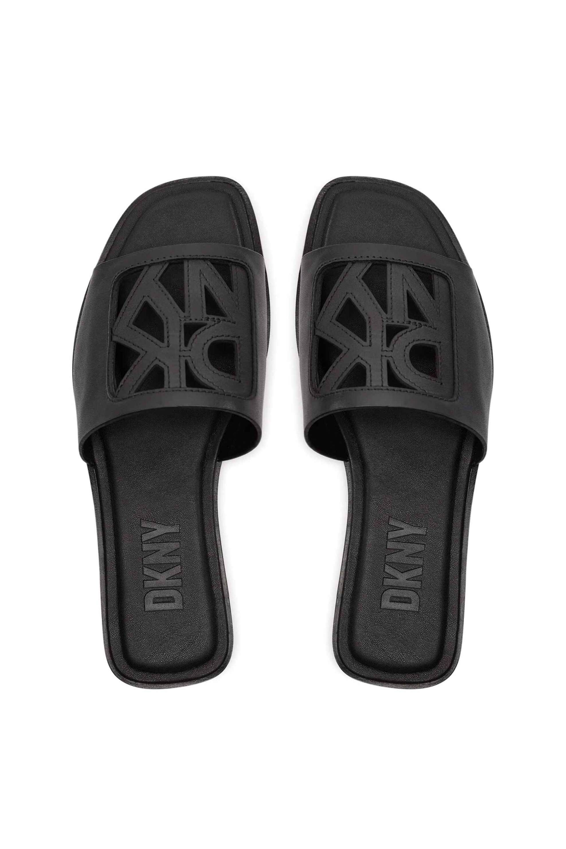 DKNY γυναικεία δερμάτινα σανδάλια μονόχρωμα με ανάγλυφο λογότυπο "Jalila" - K1494653 Μαύρο