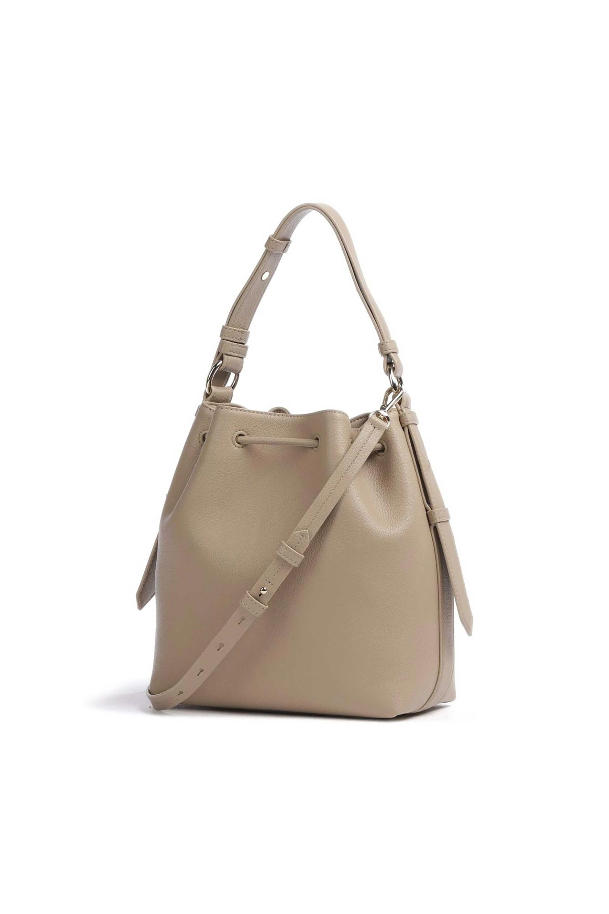 DKNY γυναικεία τσάντα bucket δερμάτινη μονόχρωμη με ανάγλυφο λογότυπο - R41JKC55 Μπεζ φωτογραφία