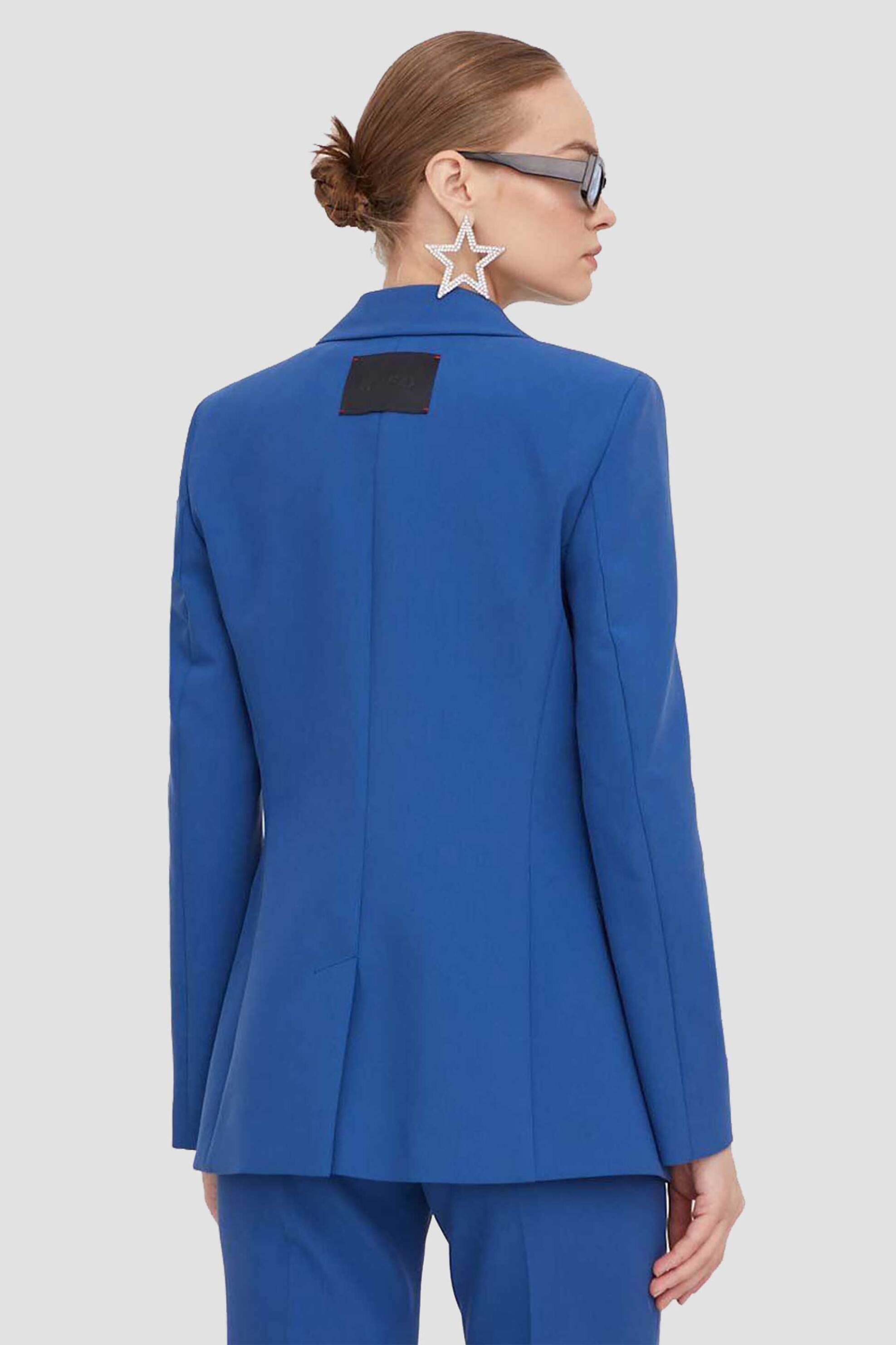 HUGO Hugo Boss γυναικείο σακάκι μονόχρωμο με contrast logo patch "Αtana-2" - 50514087 Μπλε Ηλεκτρίκ - 3