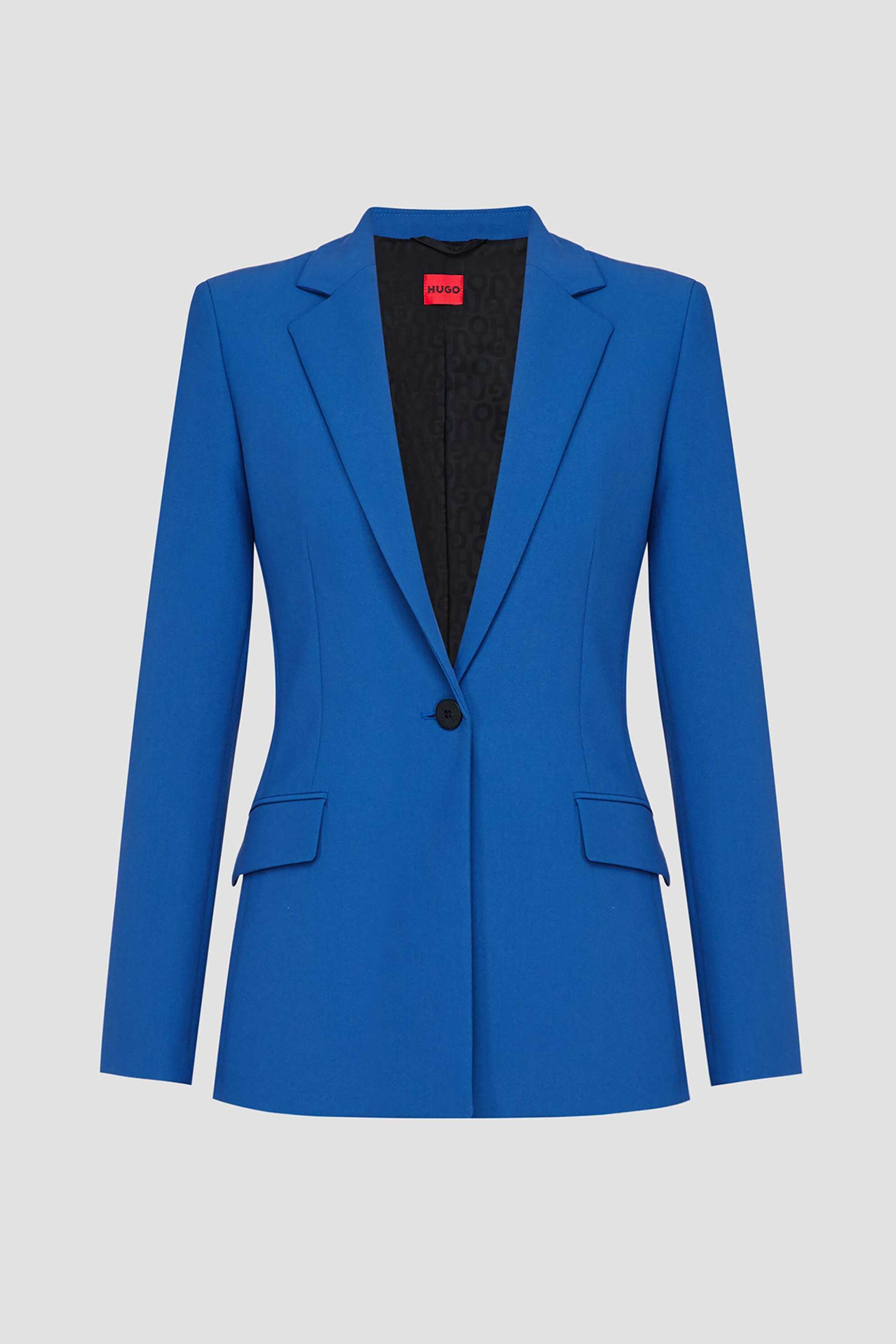 HUGO Hugo Boss γυναικείο σακάκι μονόχρωμο με contrast logo patch "Αtana-2" - 50514087 Μπλε Ηλεκτρίκ - 4