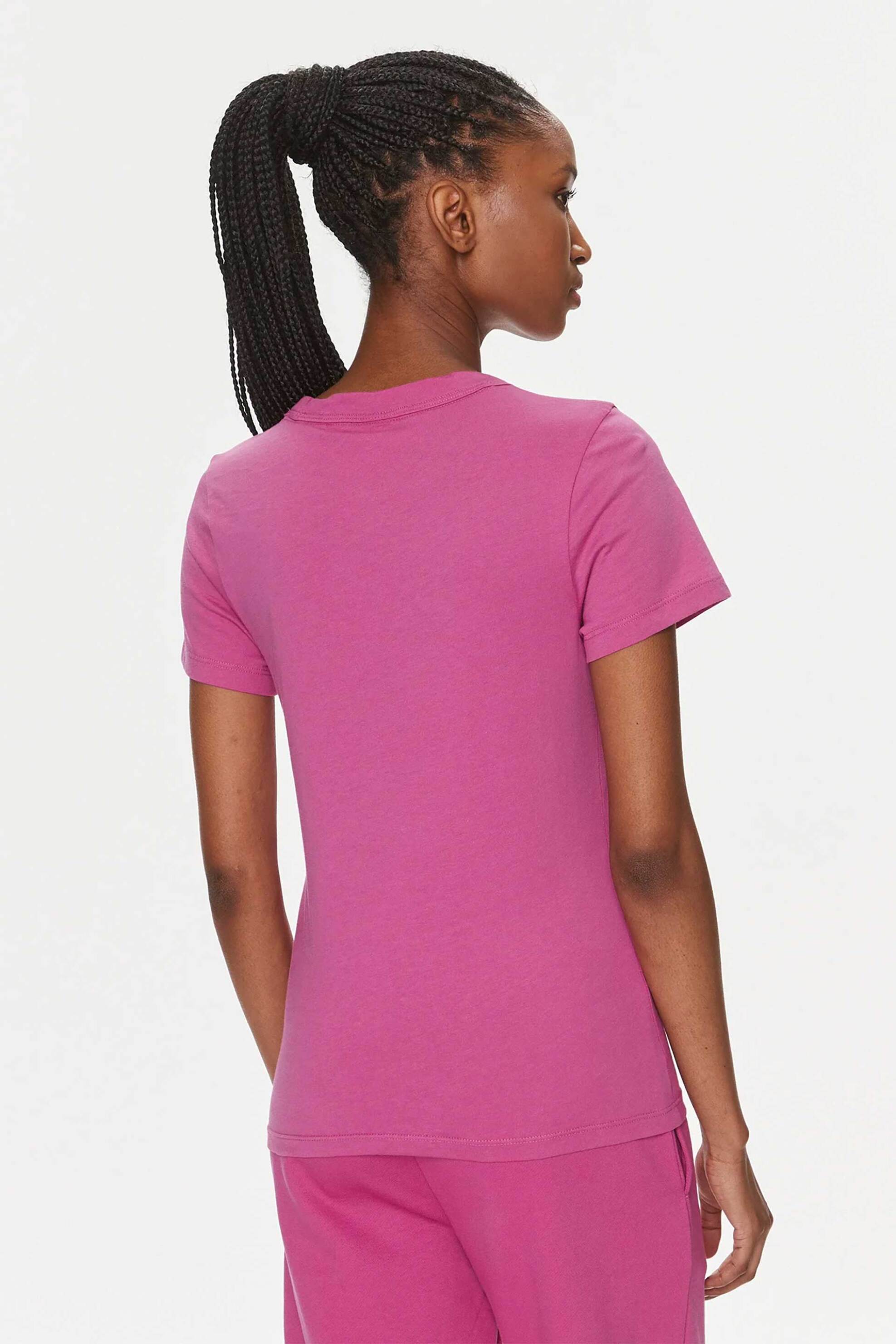HUGO Hugo Boss γυναικείο T-shirt βαμβακερό μονόχρωμο με ανάγλυφο λογότυπο "Classic Τee_4" - 50508289 Φούξια - 3