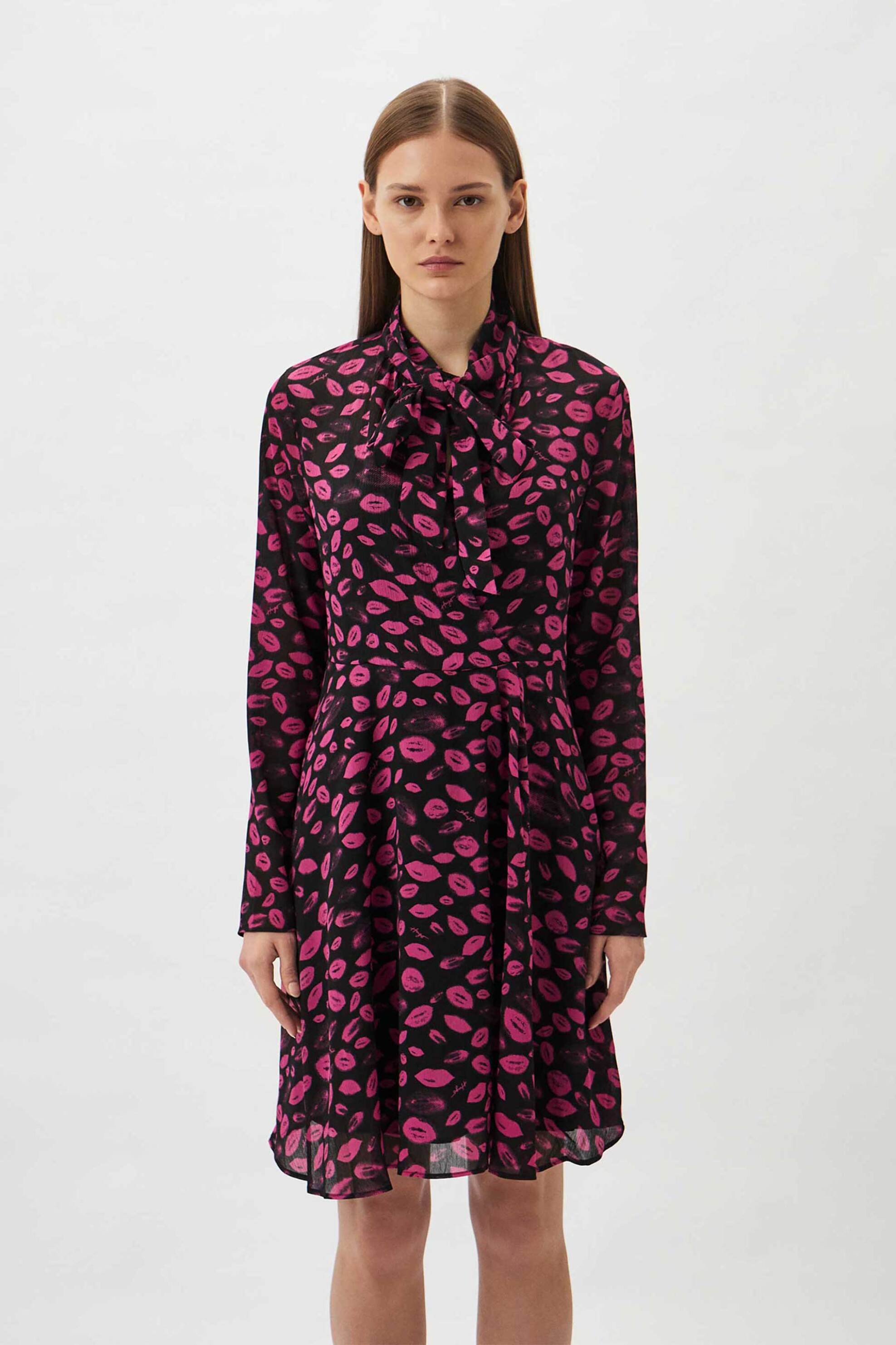 Hugo Boss γυναικείο mini φόρεμα με all-over lips print 