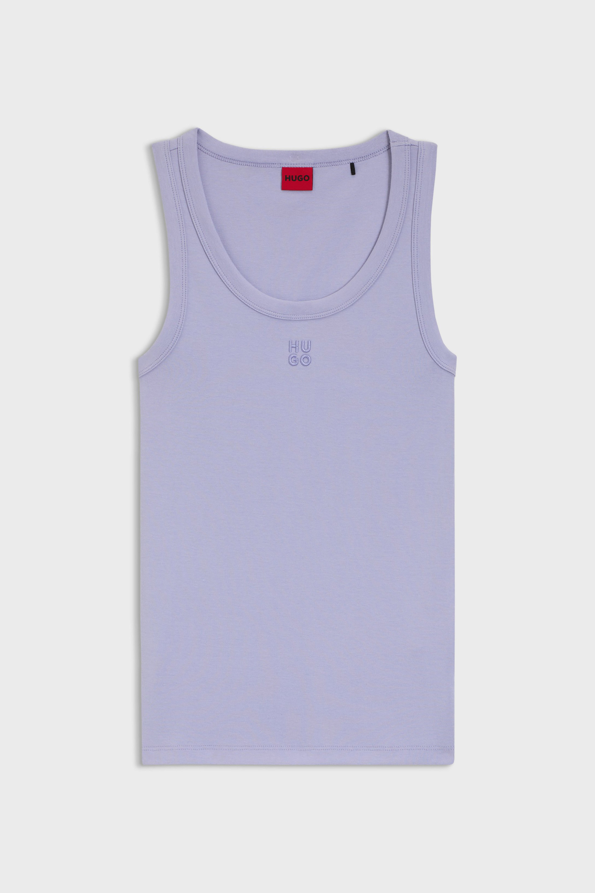 Hugo Boss Γυναικείο Αμάνικο Τοπ Μονόχρωμο με Contrast Logo Print Datamia - 50514489 Γαλάζιο