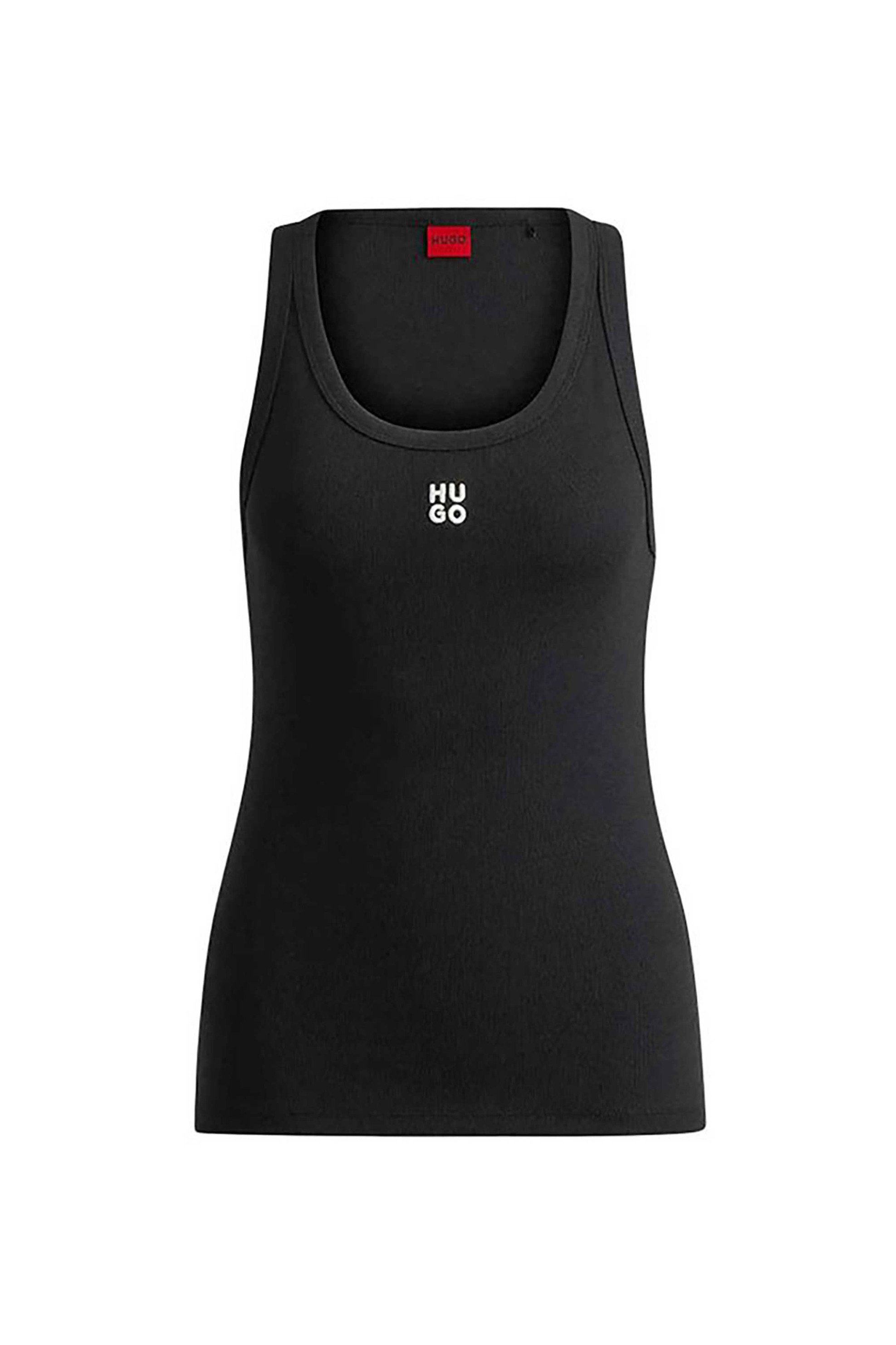 Hugo Boss γυναικείο αμάνικο τοπ μονόχρωμο με contrast logo print "Datamia" - 50514489 Μαύρο