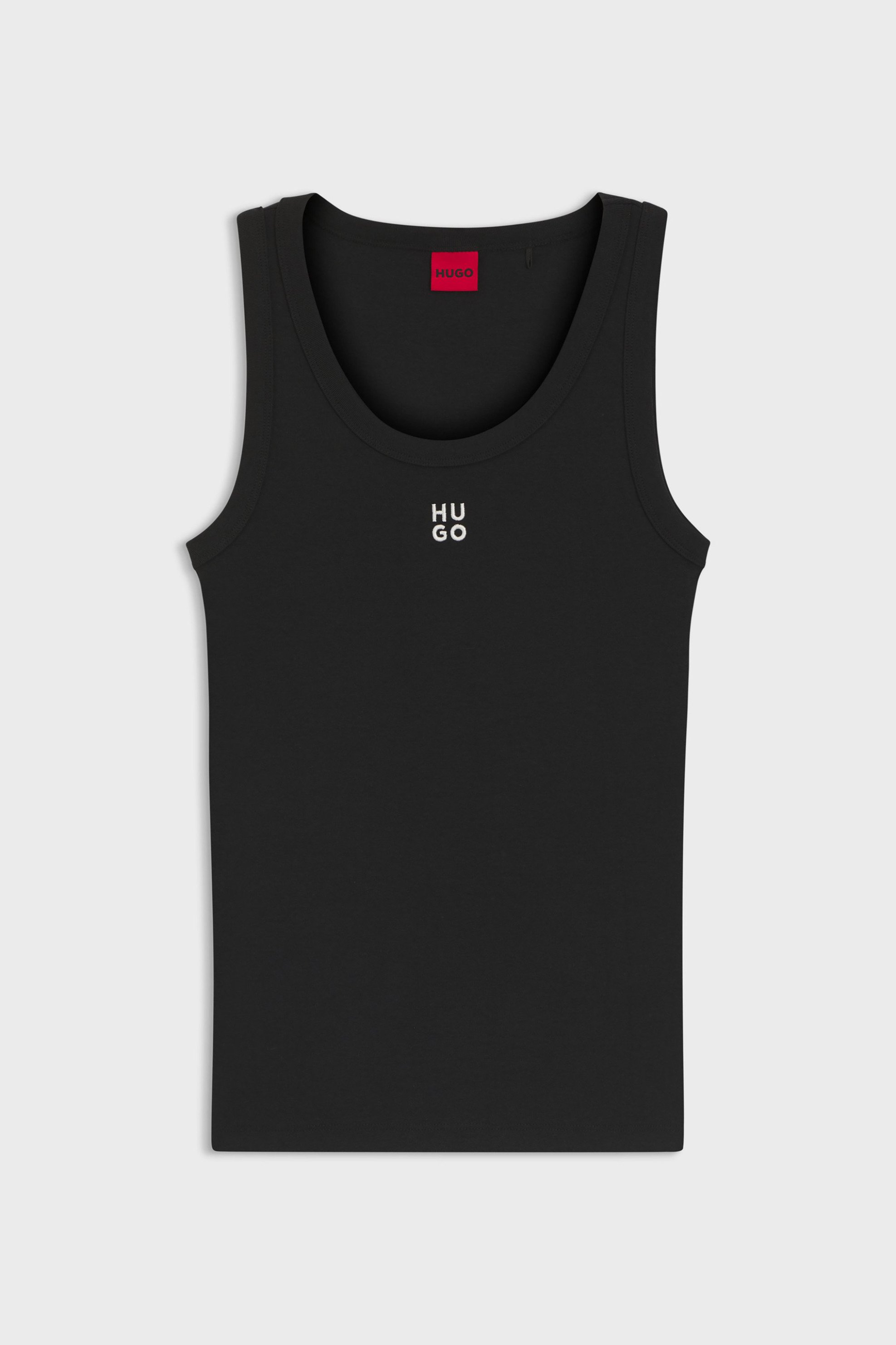 Hugo Boss Γυναικείο Αμάνικο Τοπ Μονόχρωμο με Contrast Logo Print Datamia - 50514489 Μαύρο