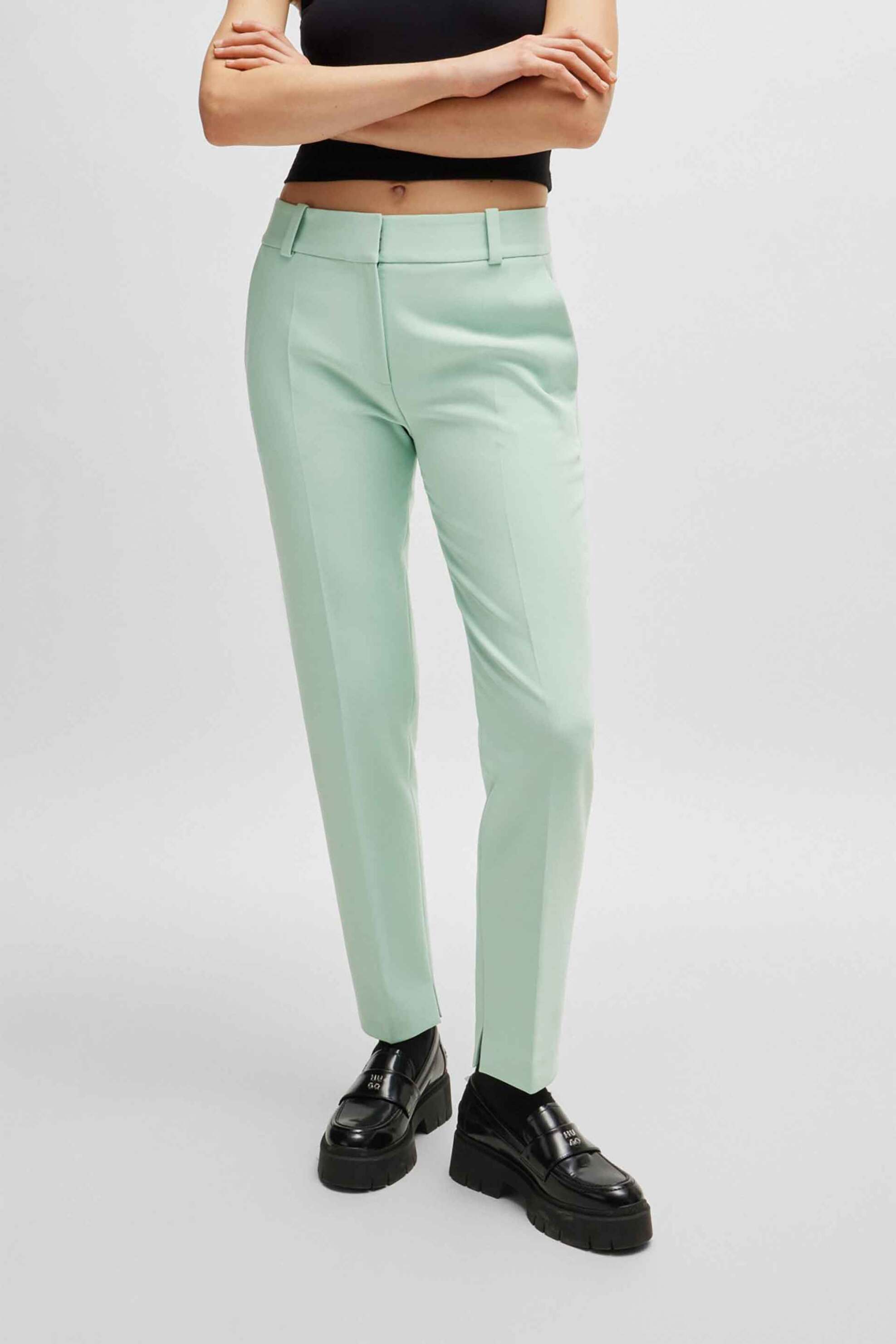 Hugo Boss γυναικείο παντελόνι μονόχρωμο με τσέπες Slim fit "Ηetana" - 50501948 Βεραμάν φωτογραφία