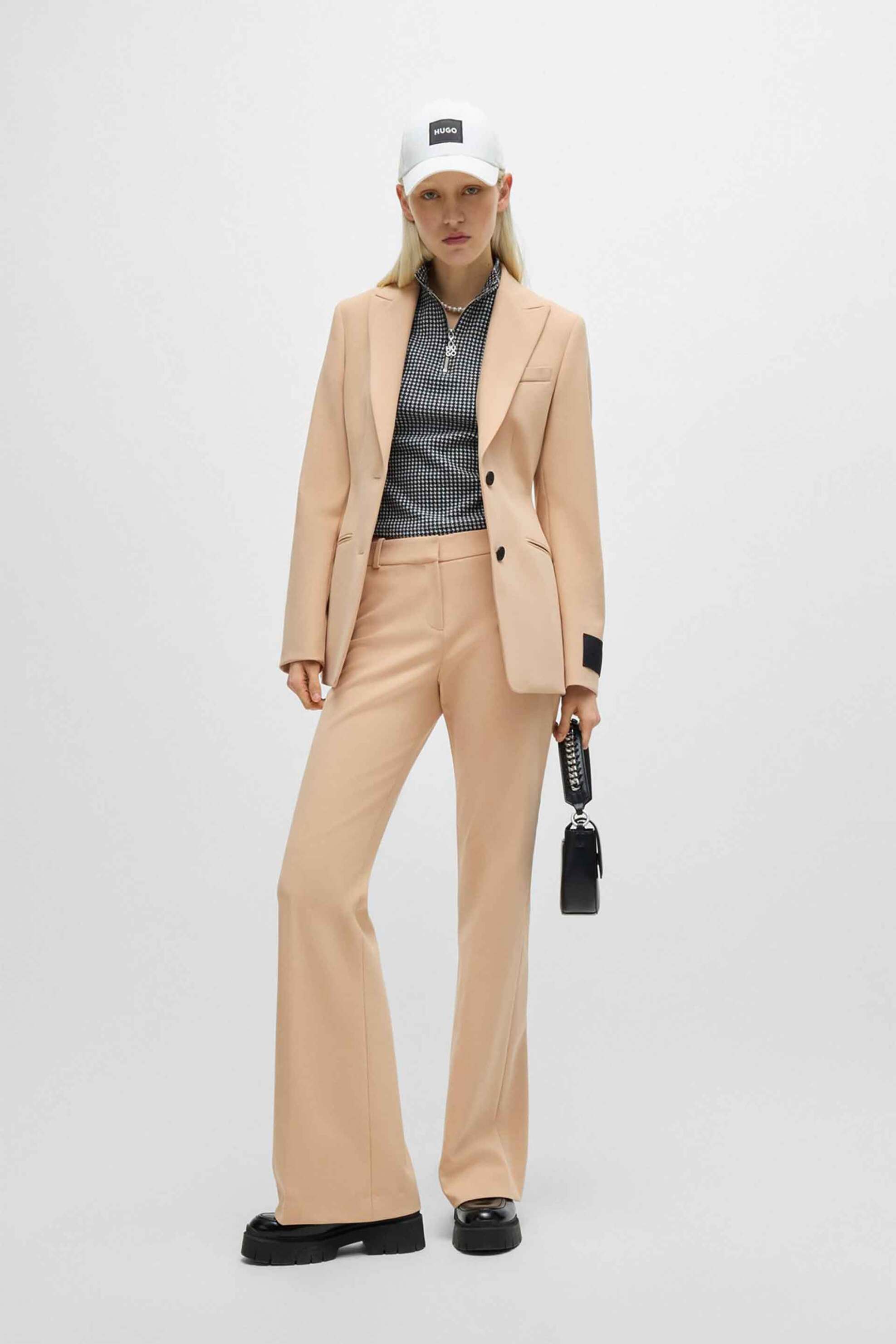 HUGO Hugo Boss γυναικείο παντελόνι μονόχρωμο bootcut "Ηilotinna" - 50518543 Μπεζ