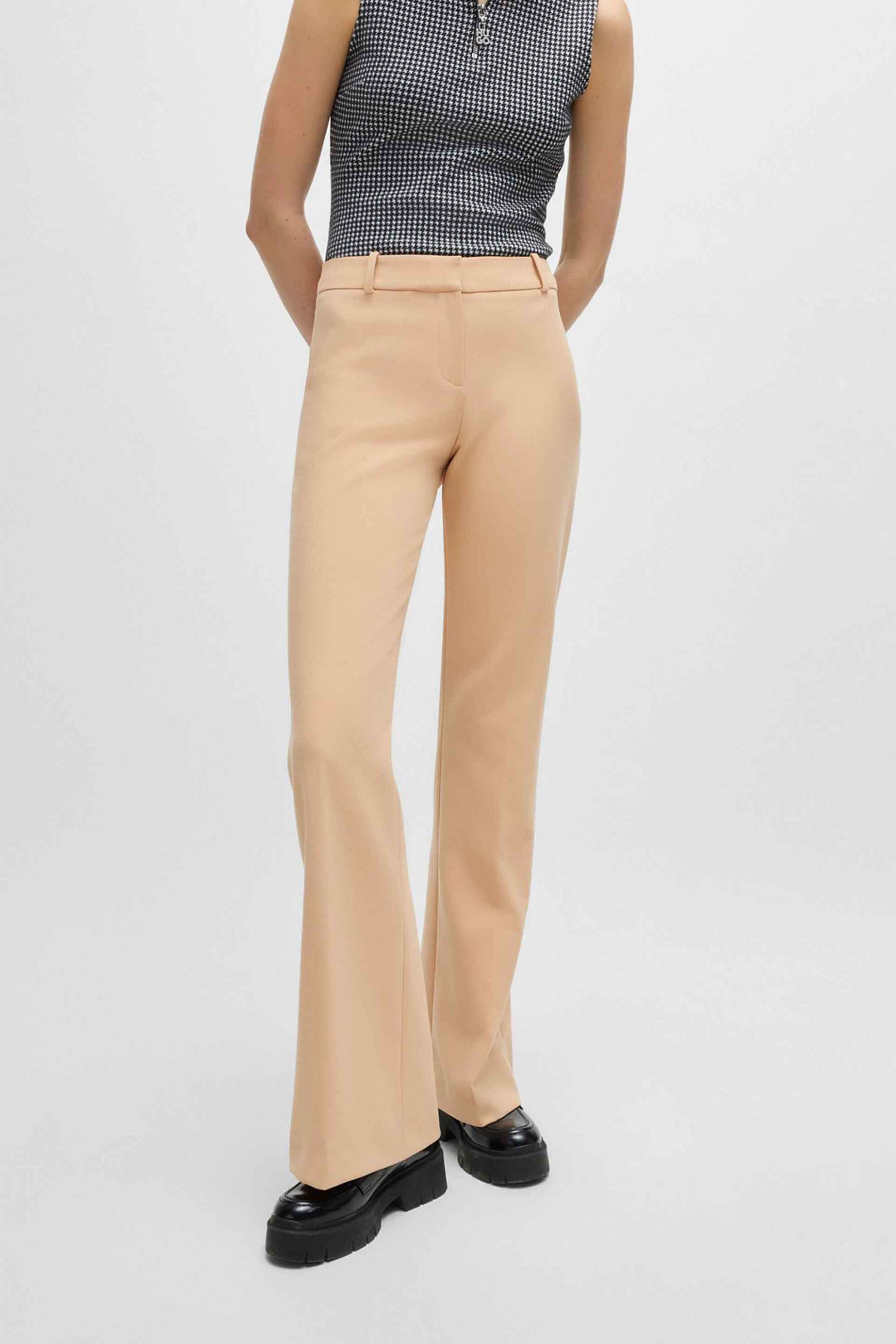 Hugo Boss γυναικείο παντελόνι μονόχρωμο bootcut "Ηilotinna" - 50518543 Μπεζ φωτογραφία