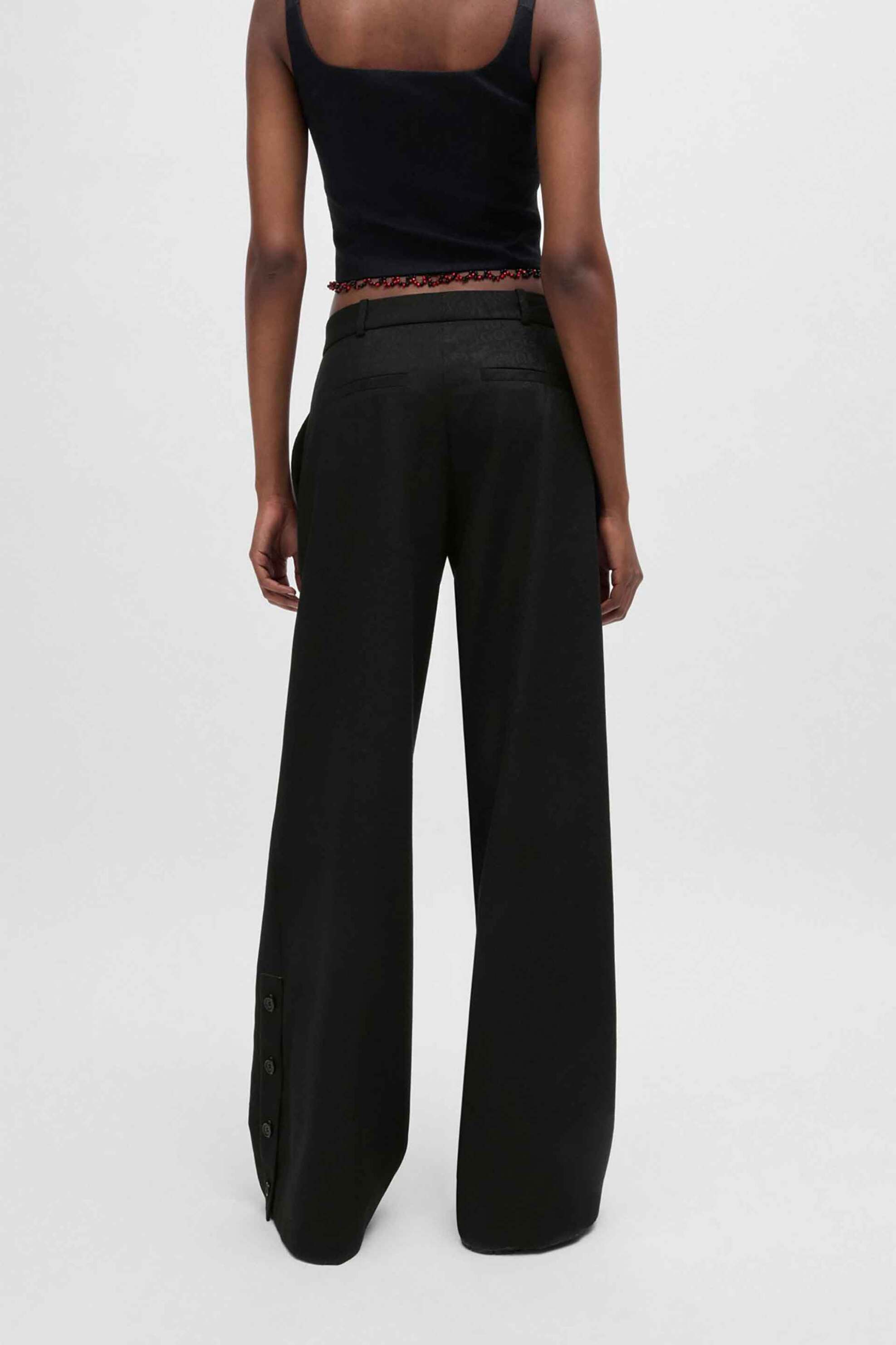 Hugo Boss γυναικείο παντελόνι μονόχρωμο με τσέπες και κουμπιά "Ηale" - 50525717 Ανθρακί φωτογραφία