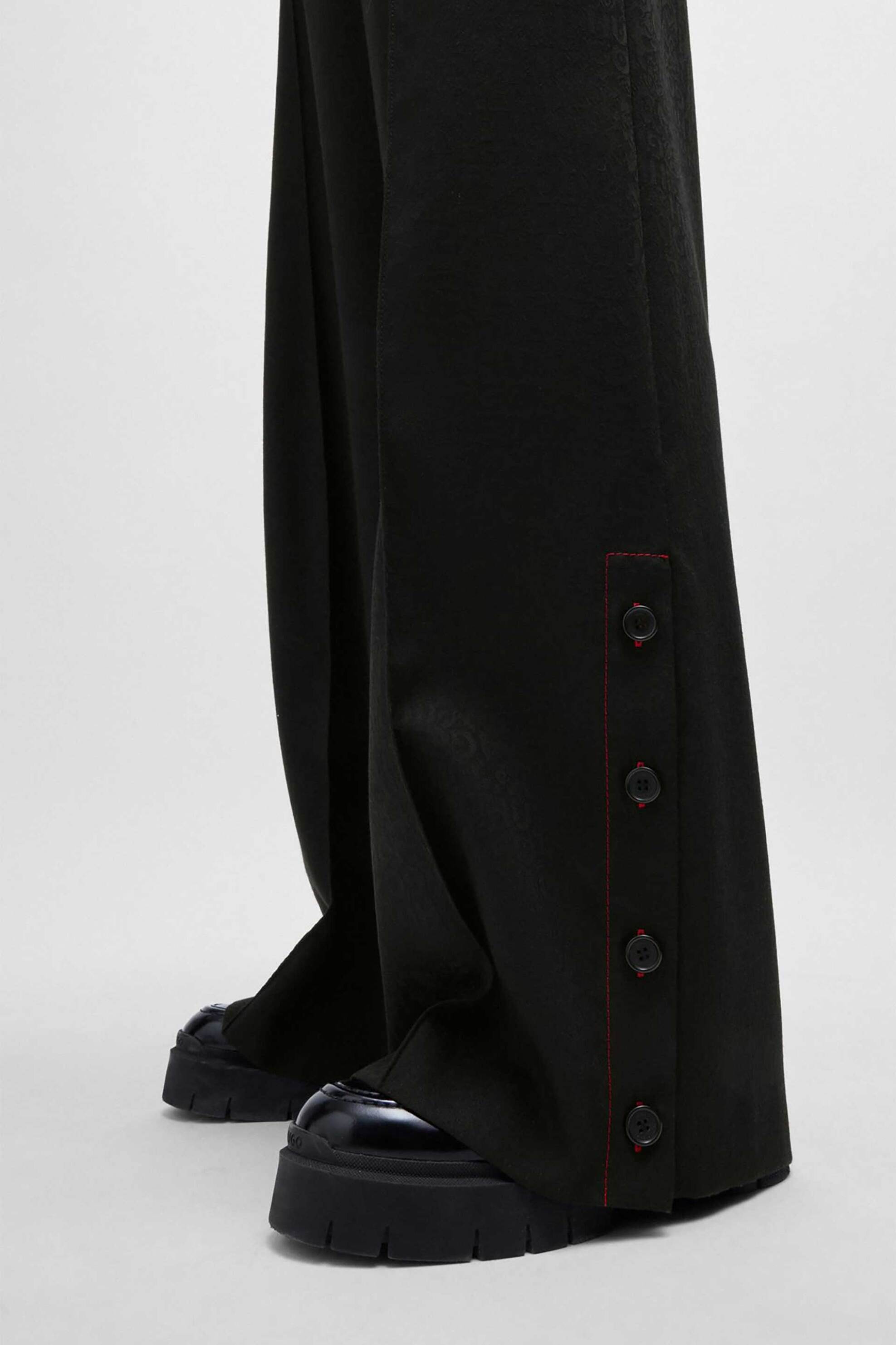 Hugo Boss γυναικείο παντελόνι μονόχρωμο με τσέπες και κουμπιά "Ηale" - 50525717 Ανθρακί φωτογραφία