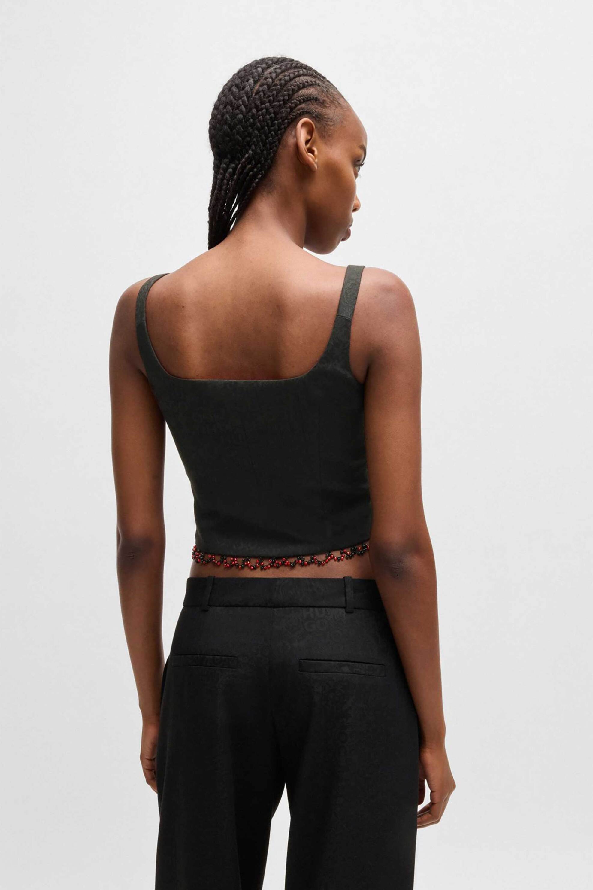 Hugo Boss γυναικείο τοπ με διακοσμητικές χάντρες "Ceylan" - 50525718 Μαύρο φωτογραφία