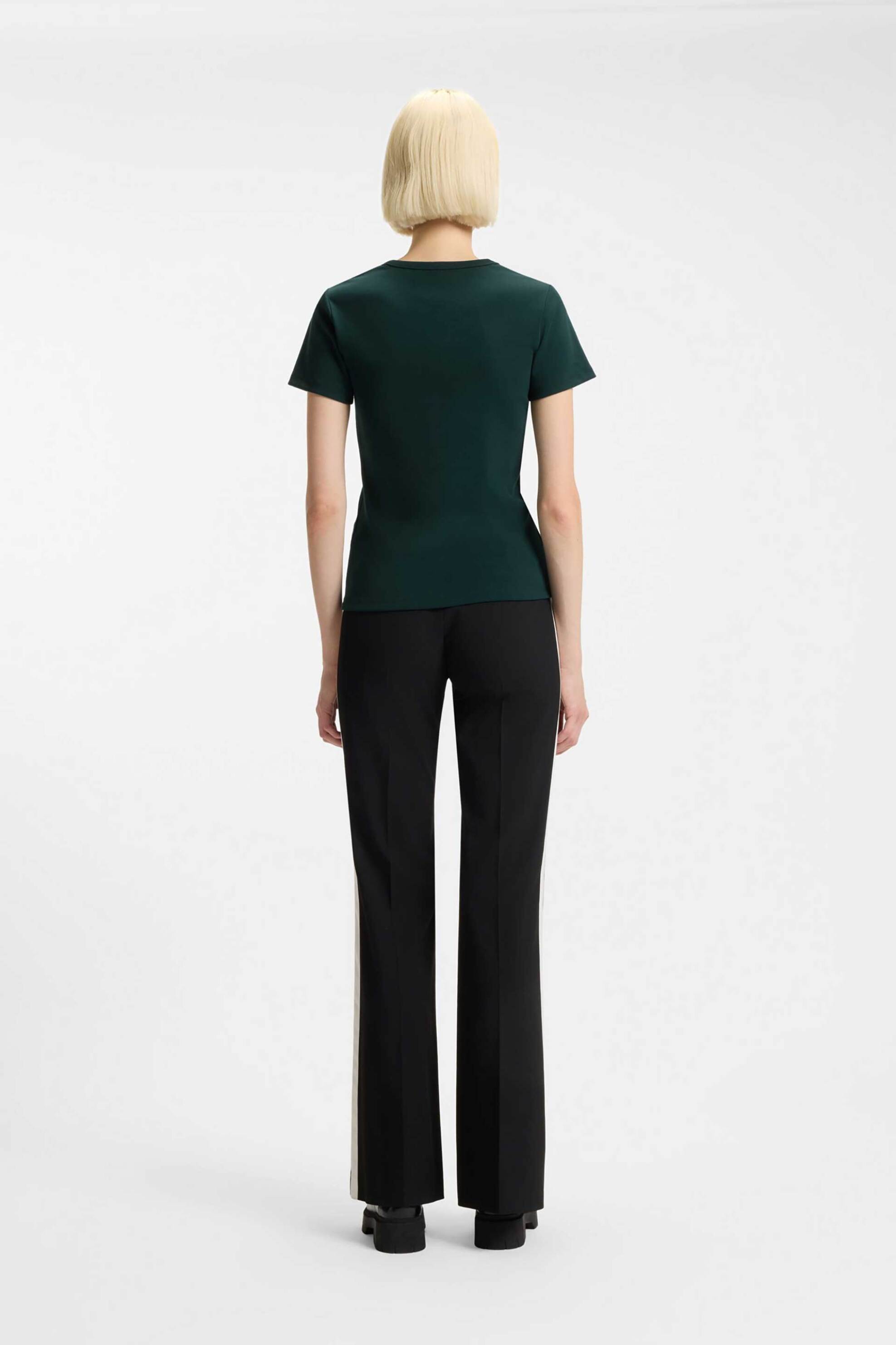 Hugo Boss Γυναικείο Τ-Shirt με Ανάγλυφο Λογότυπο Regular Fit Deloris - 50512002 Πράσινο Σκούρο
