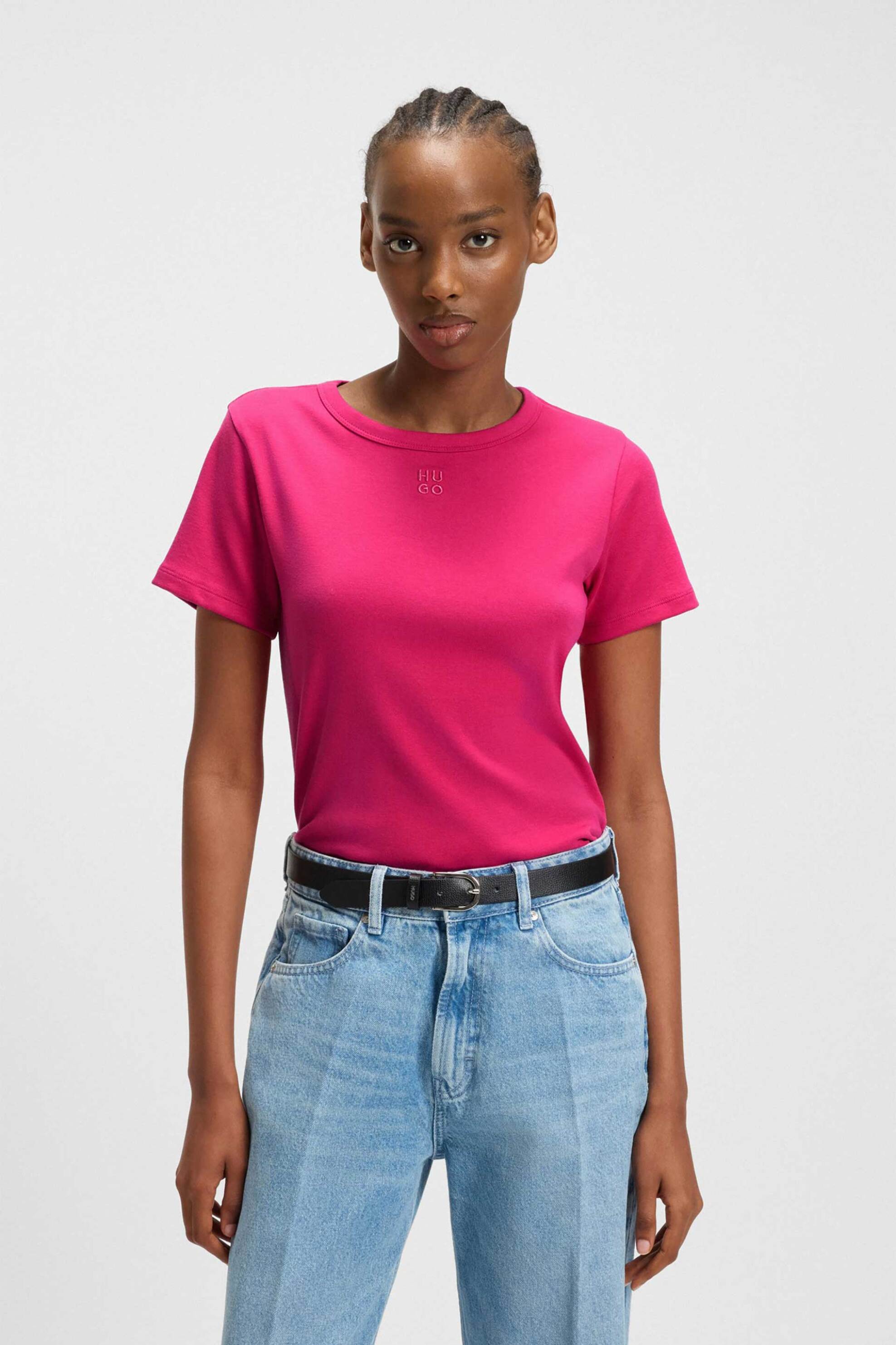 Hugo Boss γυναικείο Τ-shirt μονόχρωμο με contrast logo print "Deloris" | XL