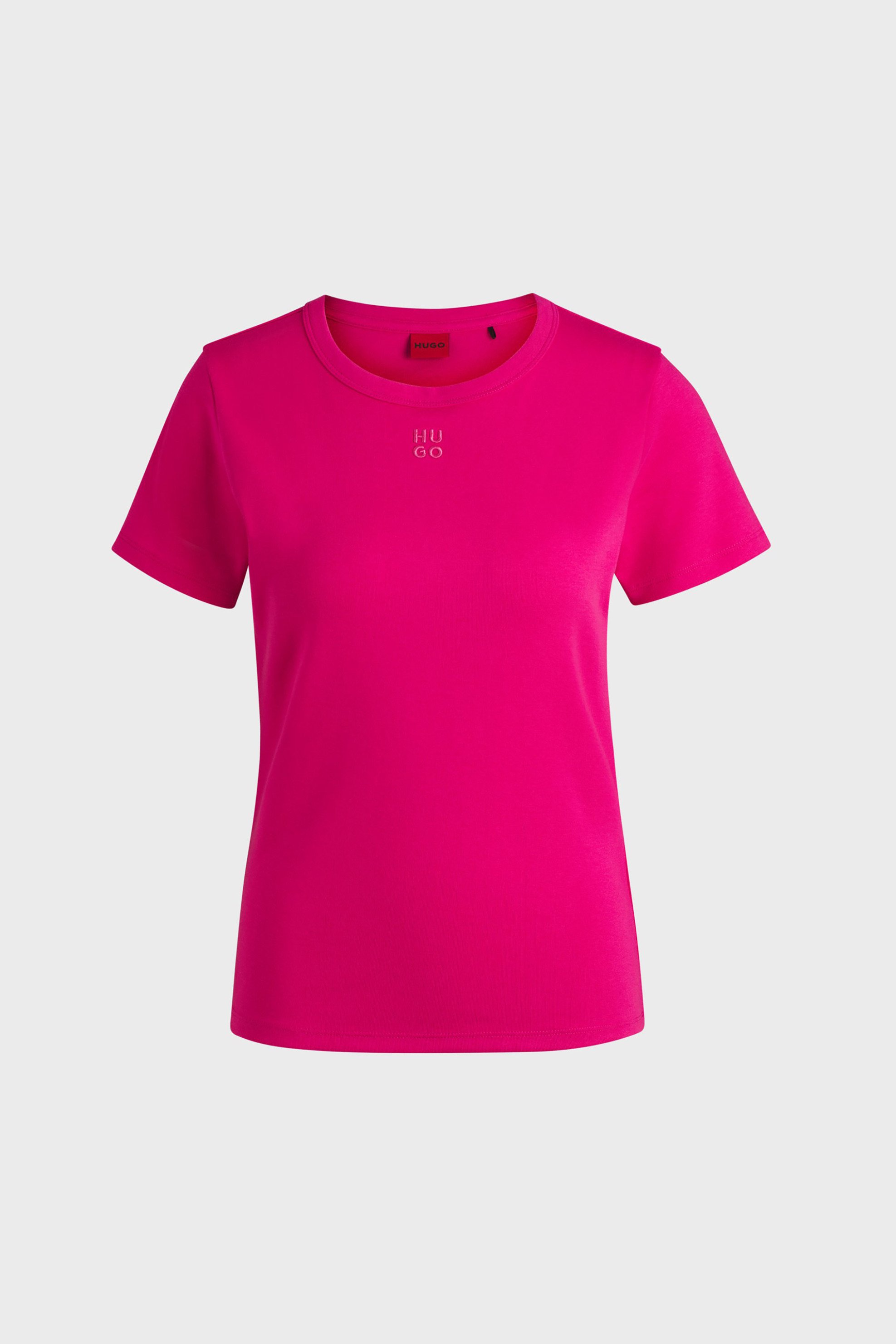 Hugo Boss Γυναικείο Τ-Shirt με Ανάγλυφο Λογότυπο Regular Fit Deloris - 50512002 Φούξια
