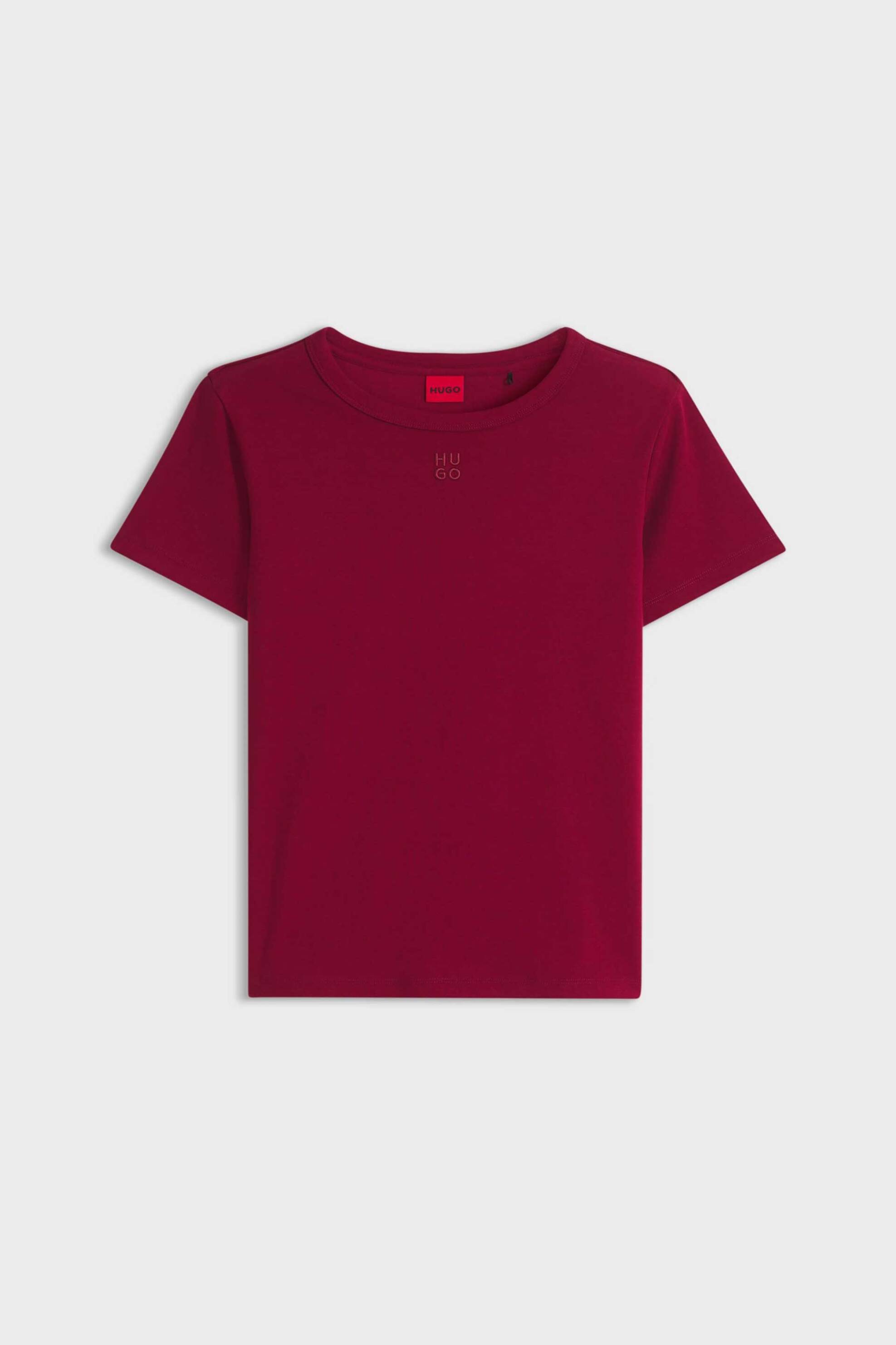 Hugo Γυναικείο Τ-Shirt με Ανάγλυφο Λογότυπο Regular Fit Deloris - 50512002 Κόκκινο