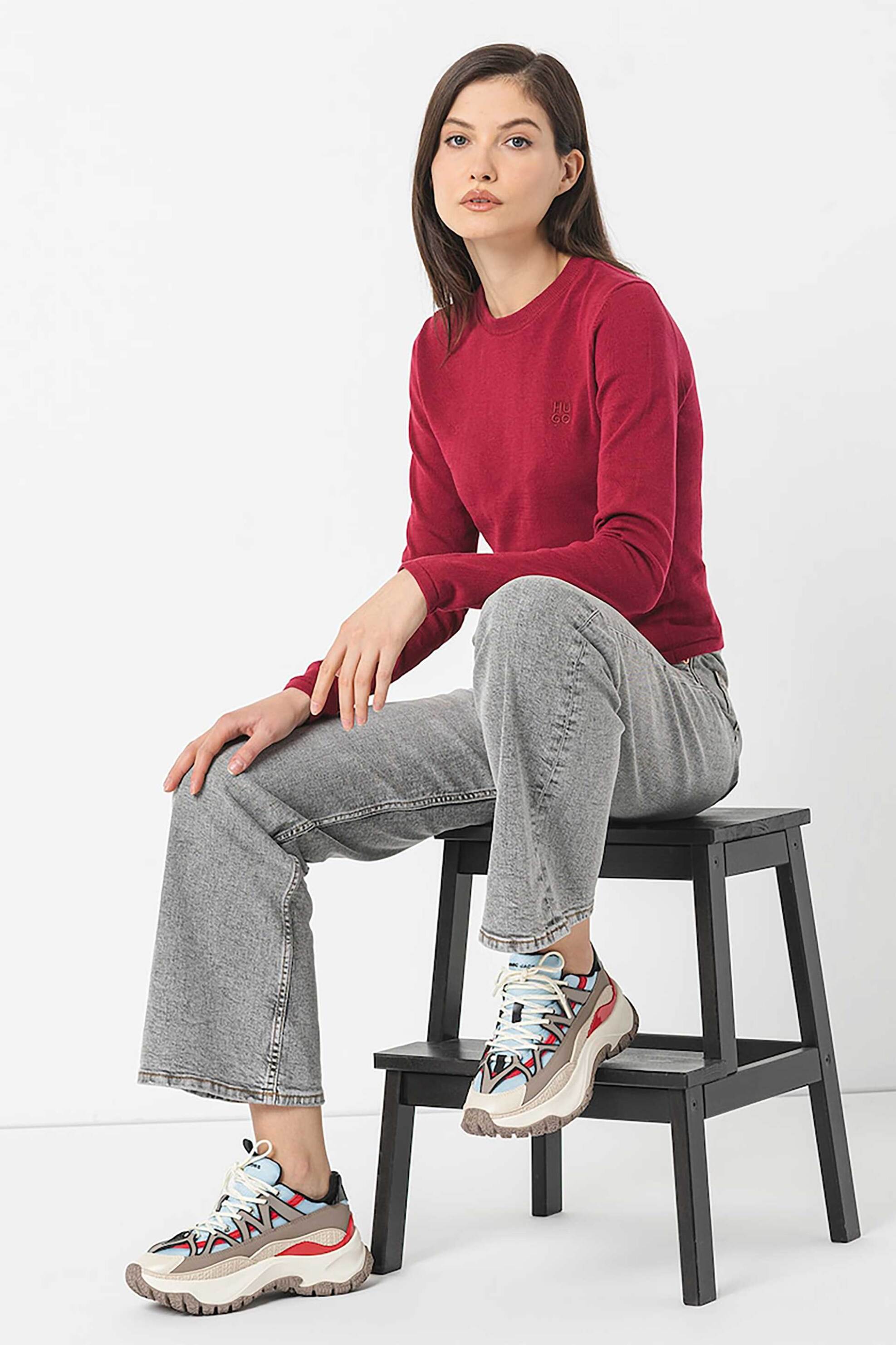 Hugo Boss γυναικείο πλεκτό με κεντημένο λογότυπο - 50514296 Κόκκινο φωτογραφία